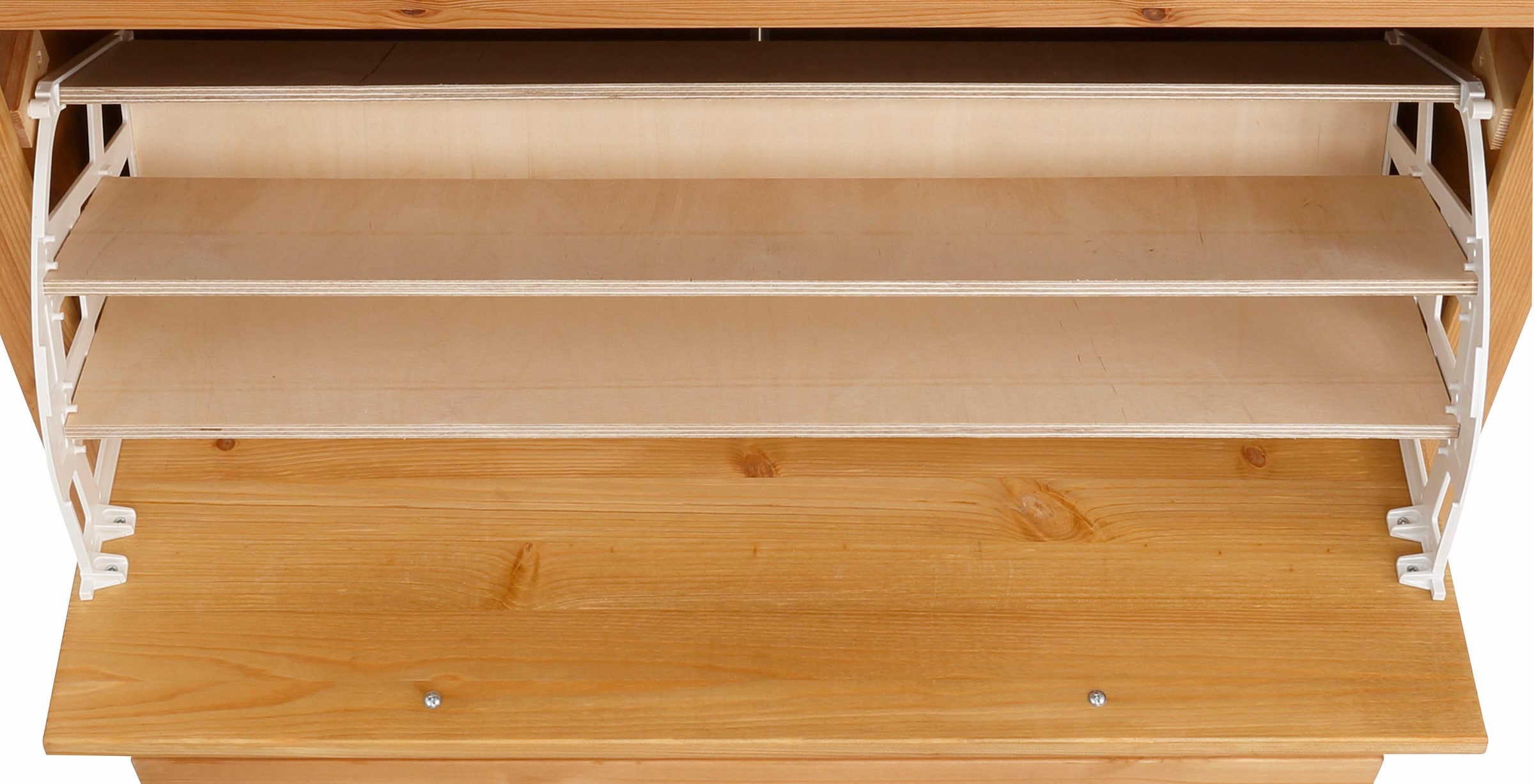 GOODproduct Schuhschrank »Basilico« aus massiver Kiefer, FSC®, Breite 90 cm, mit Schublade, Kassettenoptik