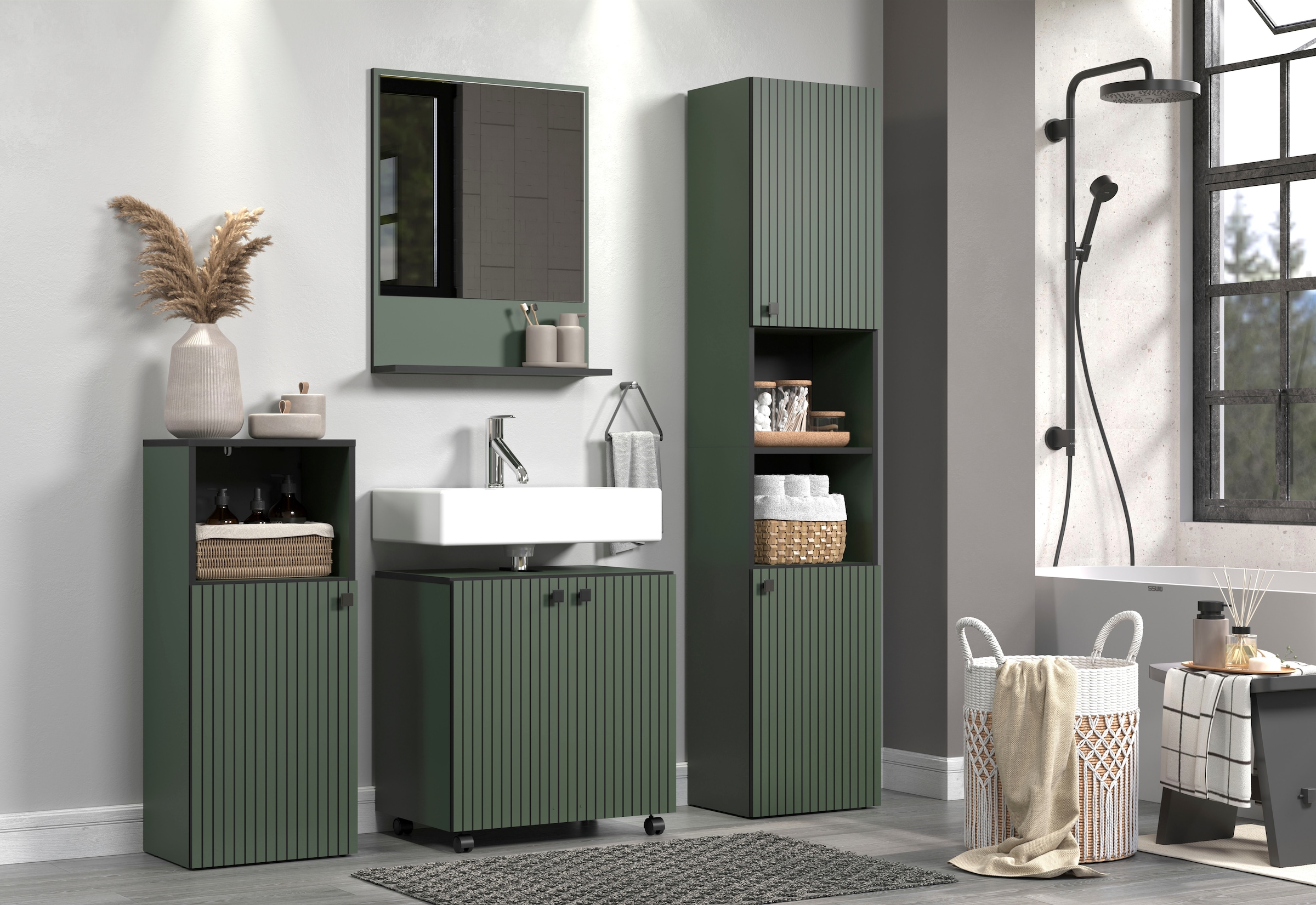 welltime Armoire sous lavabo »Amrum« Waschtisch auf Rollen - (B/T/H) wahlweise 60-80/42/64 cm