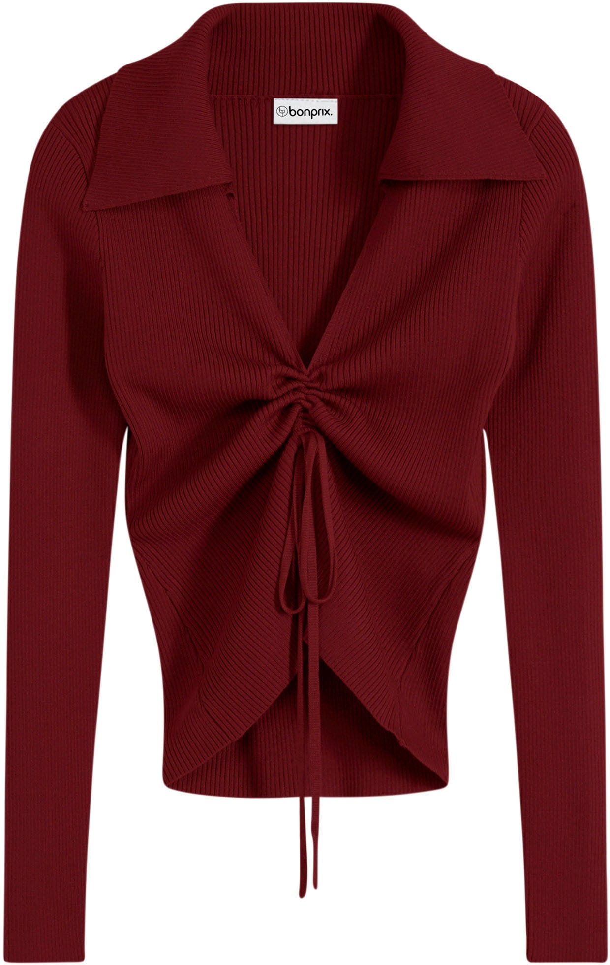 bonprix Pull en tricot »Pullover« aus Viskose und Polyamid, mit Kragen und Raffung, schmale Passform