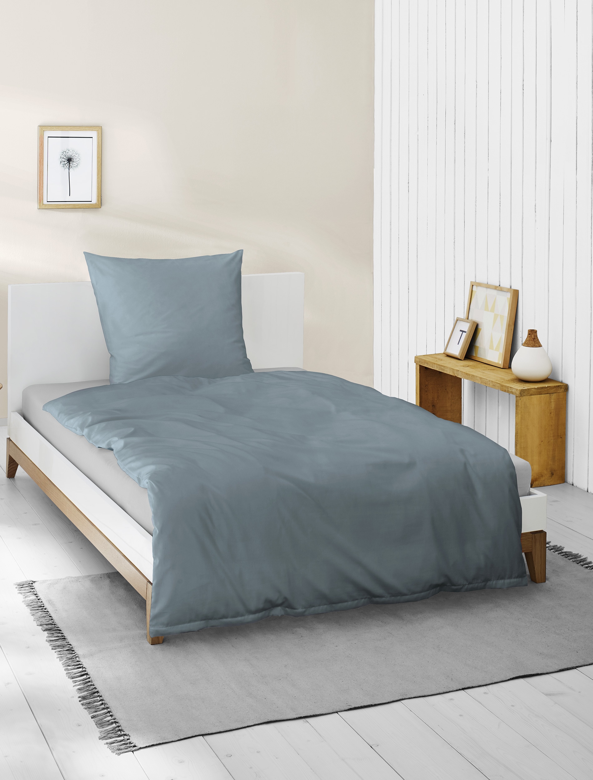 BIERBAUM Linge de lit »Elegant uni« 2 cuis Mako-Satin, 100 % Baumwolle, Uni, pflegeleicht