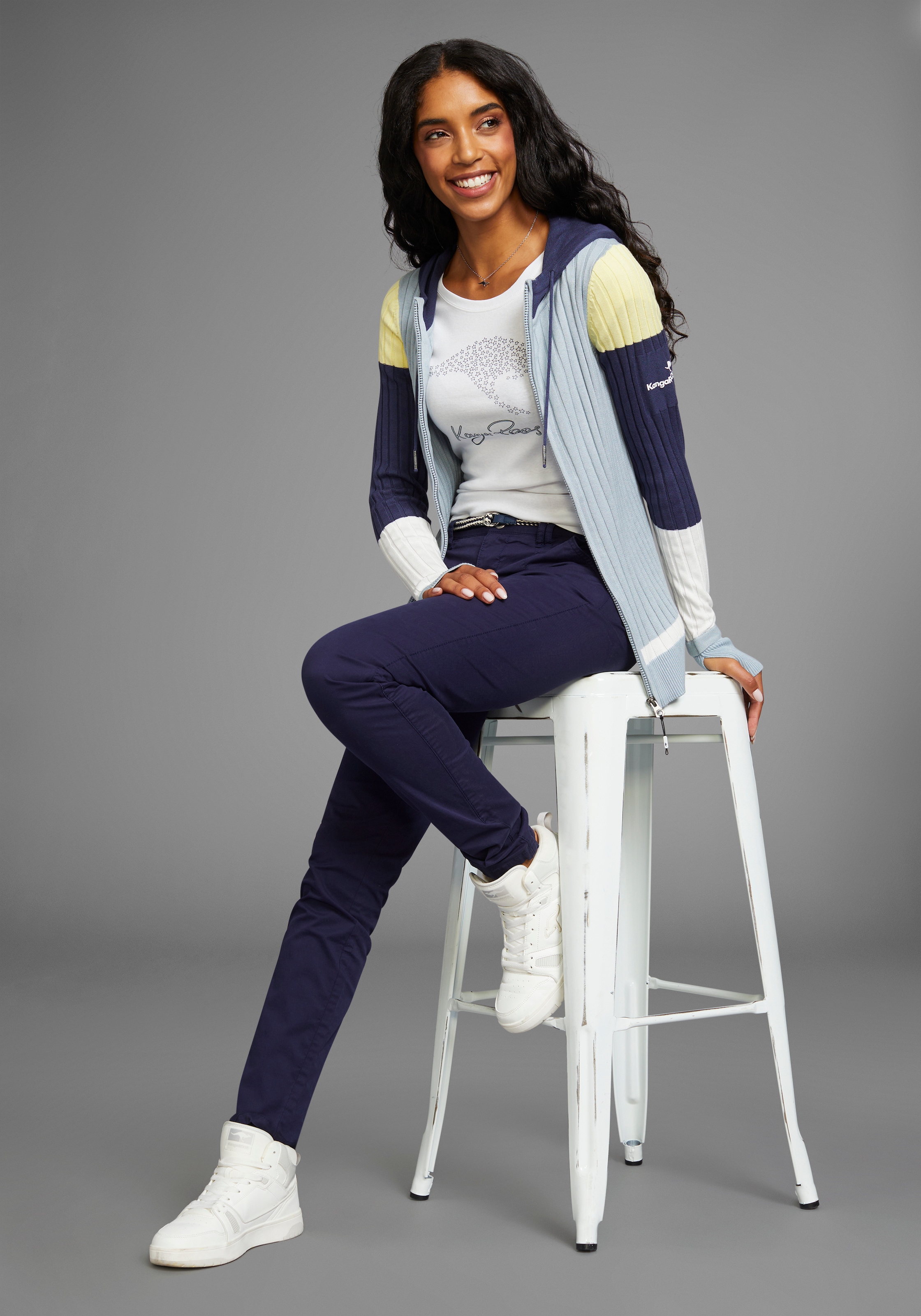 KangaROOS Cardigan à capuche mit Colorblock, grosse Grössen