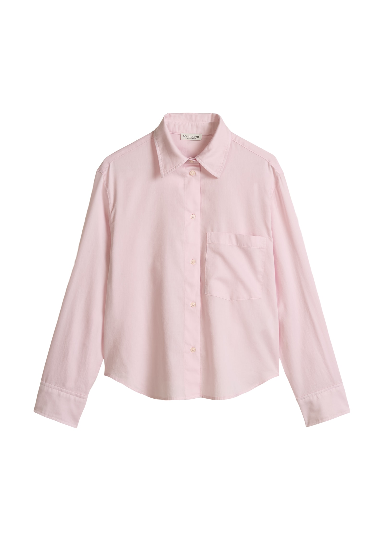 Marc O'Polo Blouse à manches longues relaxed fit cropped aus Baumwoll-Satin