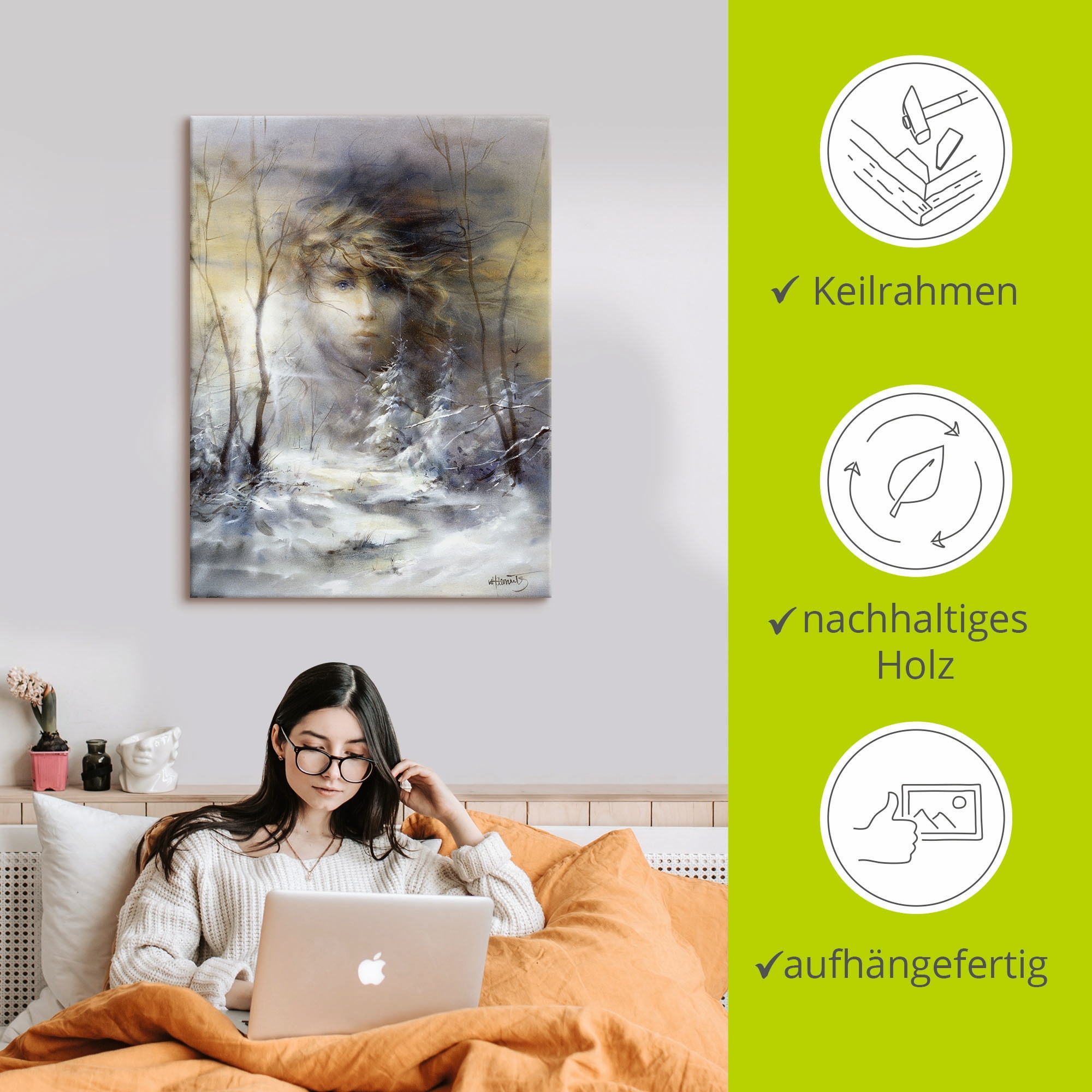 Artland Leinwandbild »Winter« Frau 1 Stk. tlg. auf Holzrahmen gespannt