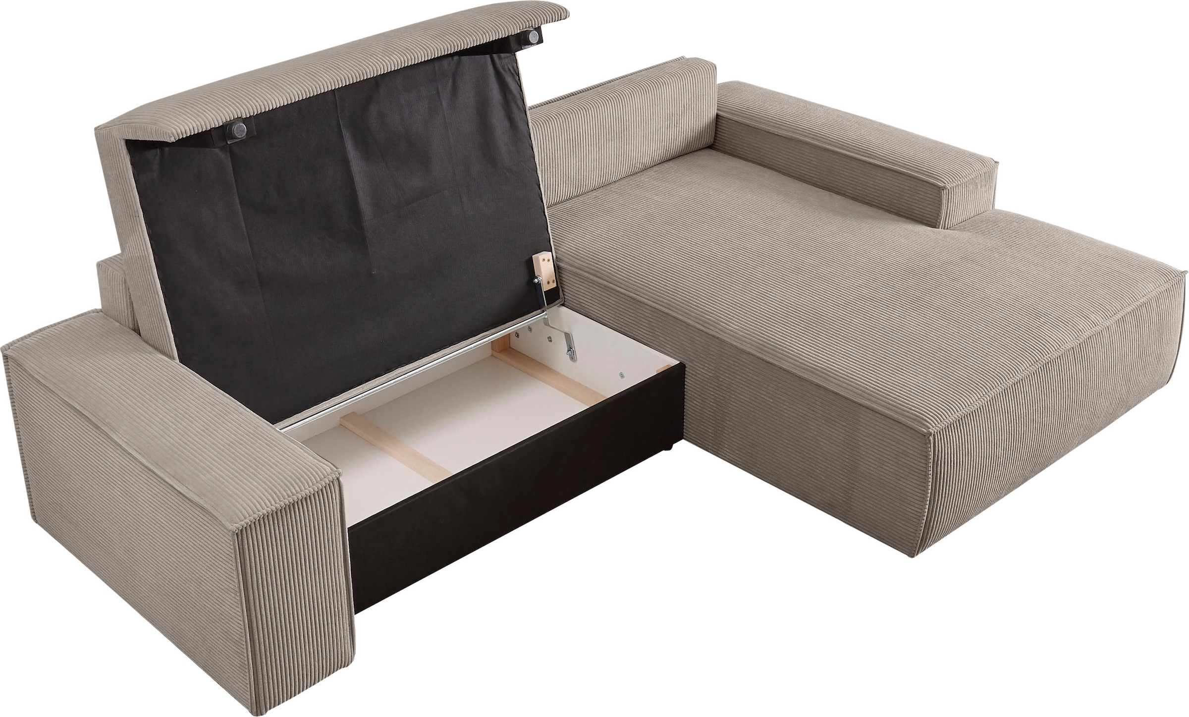 Home affaire Ecksofa »SHERWOOD L-Form, 267 cm - OTTO. Verlässliche Qualität.« Schlaffunktion mit Bettkasten (210x136 cm), Cord, Vintage, Samtvelours