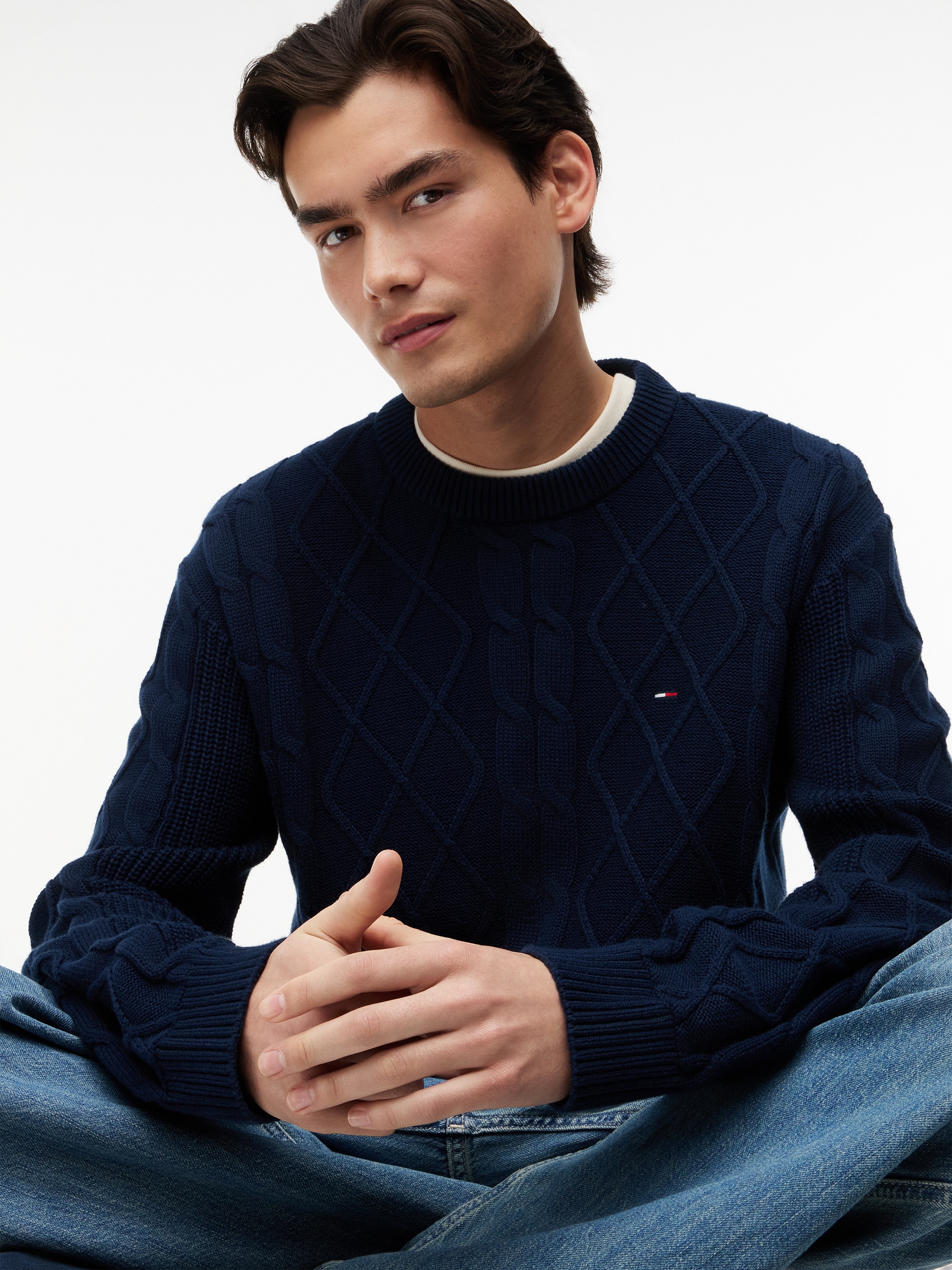 Tommy Jeans Pull à col rond »TJM REG CABLE KNIT SWEATER«