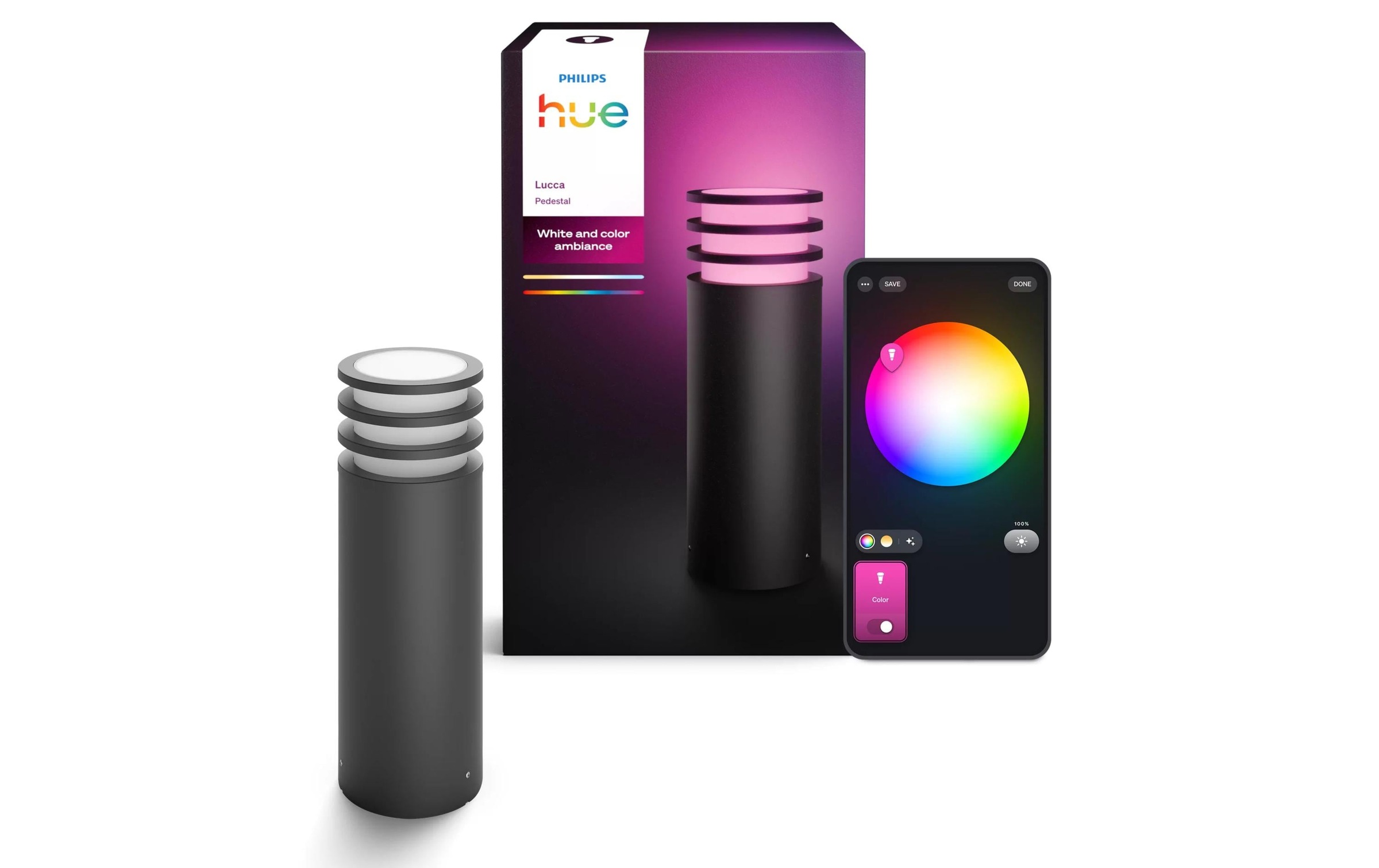 Philips Hue Gartenleuchte »Gartenlicht Lucca 1100 lm Anthrazit« LED-Modul RGB | warmweiss - kaltweiss