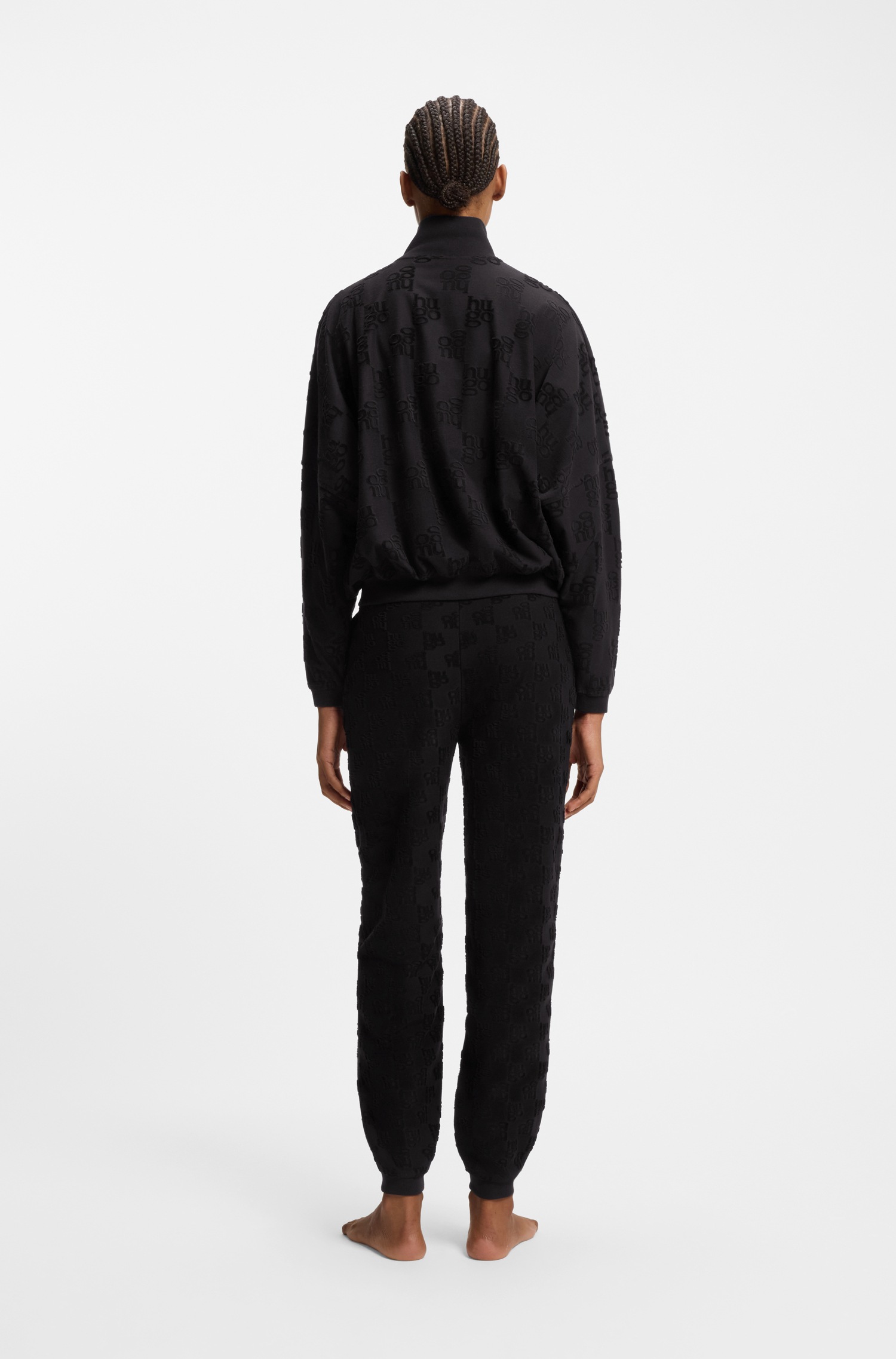 HUGO Underwear Sweatjacke »TERRYMONOGRAM« aus Baumwoll-Mix mit Allover-Logo-Muster, Stehkragen