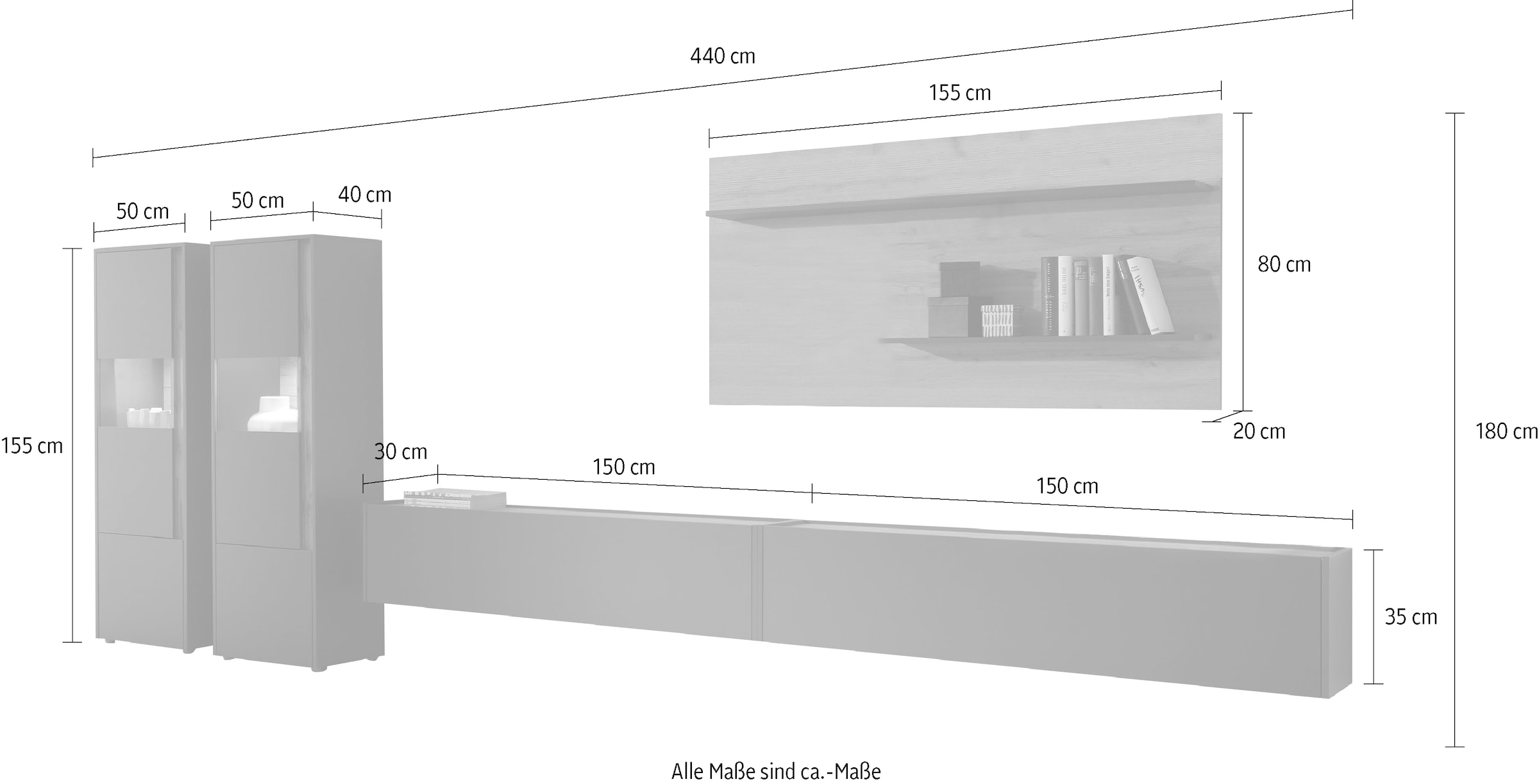 INOSIGN Wohnwand »City/Giron, moderne Anbauwand, Komplettset in vielen Farben verfügbar« Set, 5 Stk. tlg.