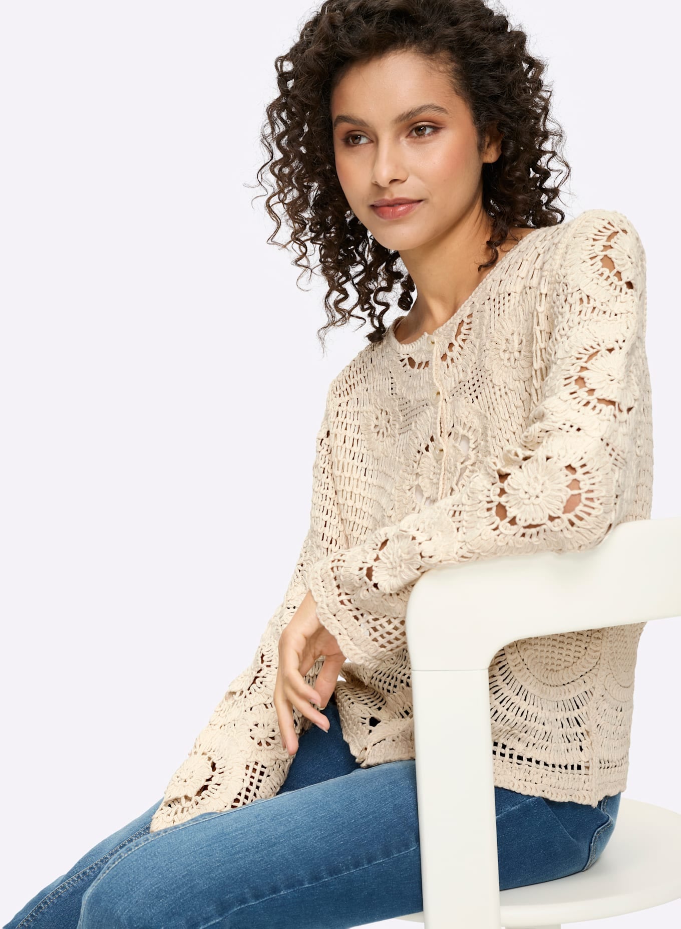 heine Veste en tricot ajouré