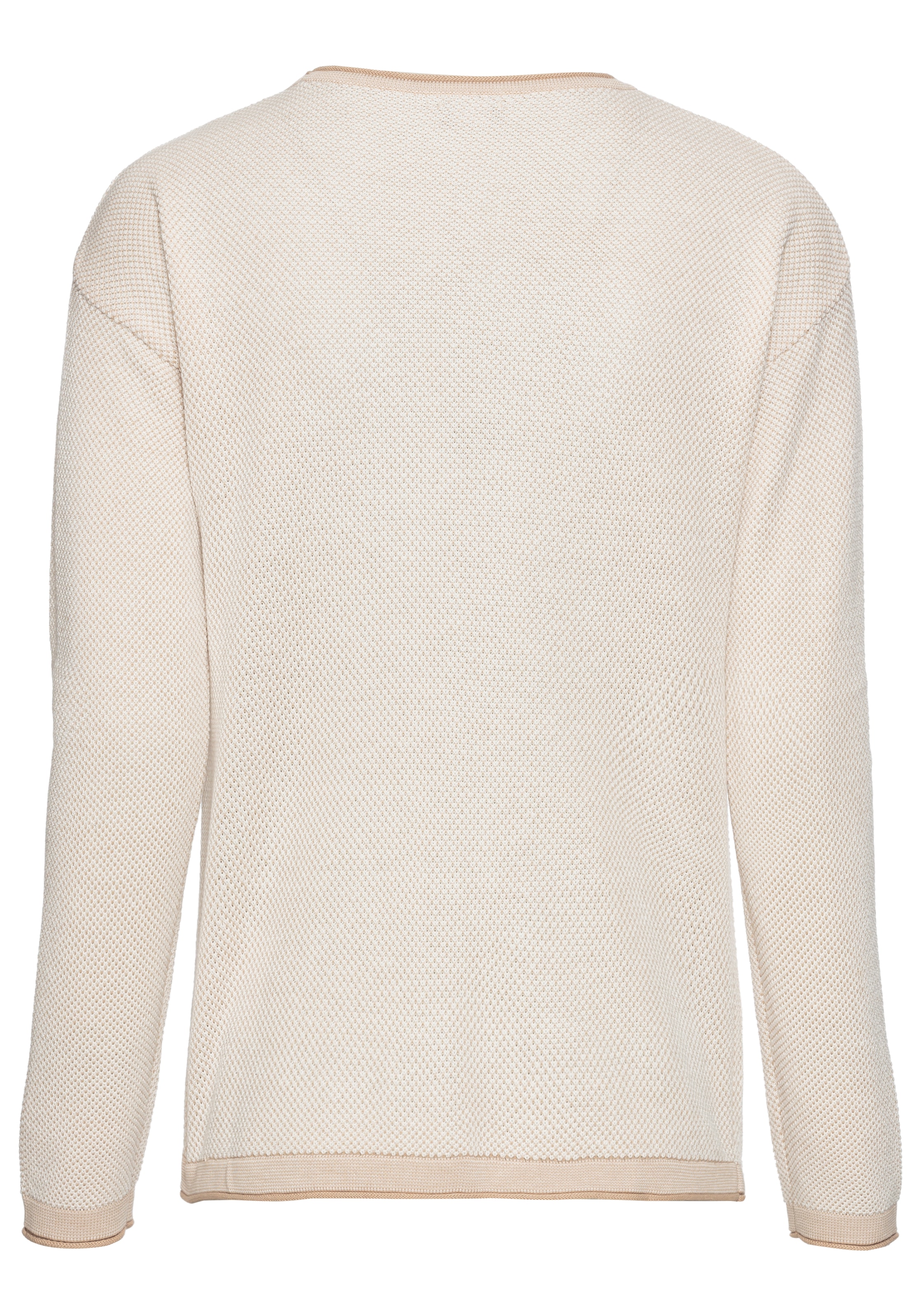 Laura Scott Pull à col rond leichter Feinstrick mit Waffelmuster und dezenten Rollkanten