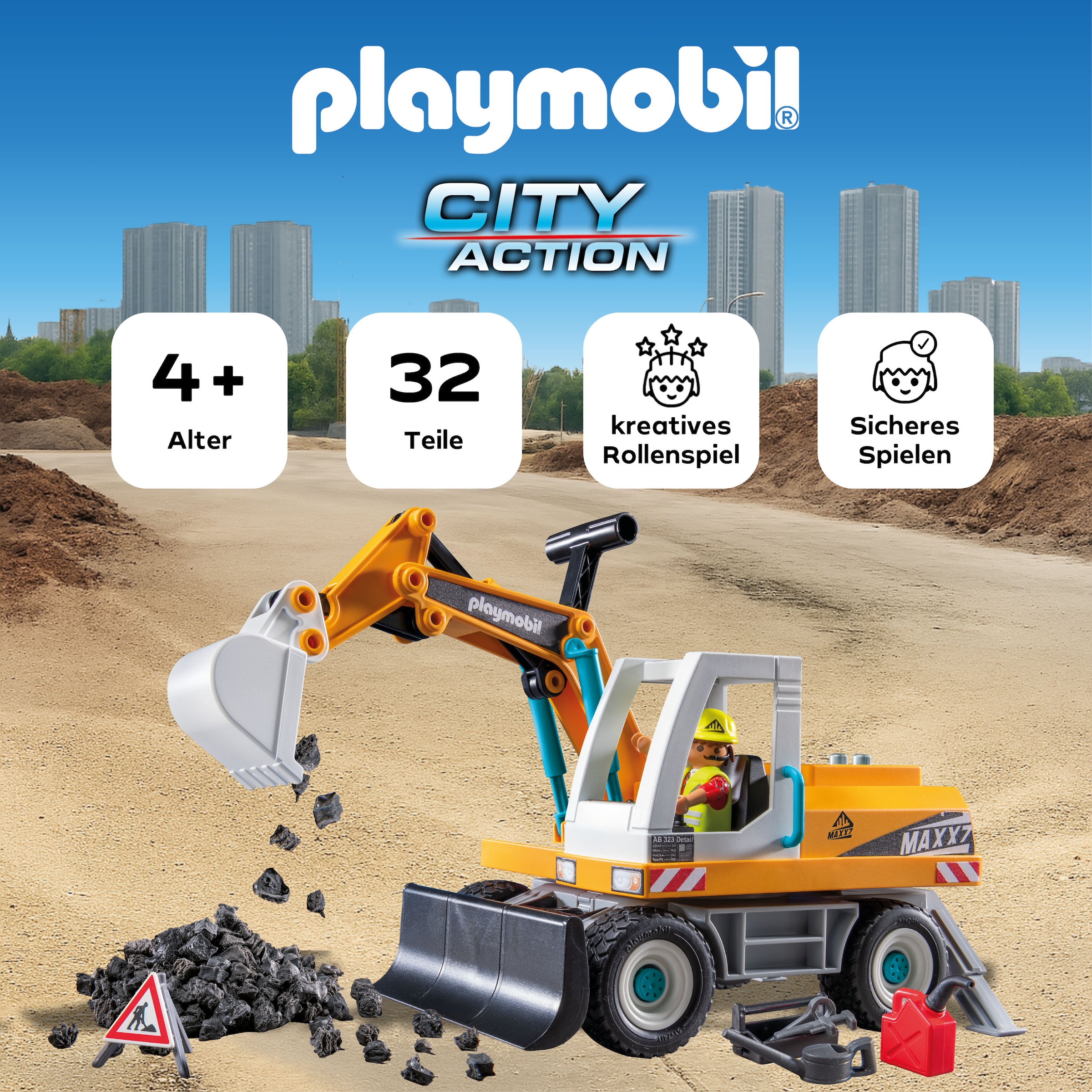 Playmobil® Jeu de construction »Grosser Bagger (71749), Playmobil Action Heroes« Made in Germany