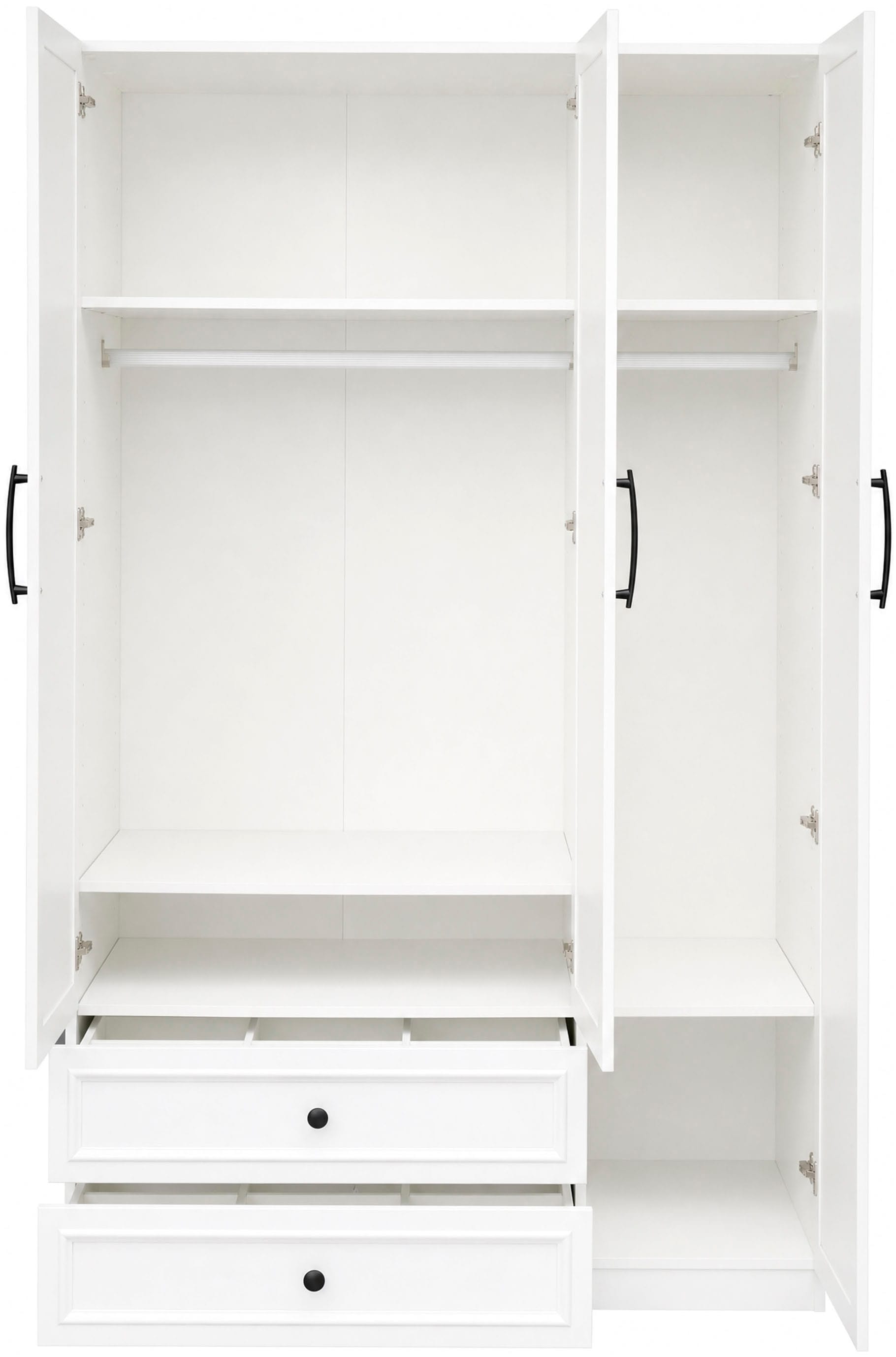 GOODproduct Kleiderschrank »Arrian 120 cm Weiss | 3-türiger Drehtürenschrank im Landhausstil« Zeitloses Landhausdesign trifft auf durchdachte Stauraumlösungen