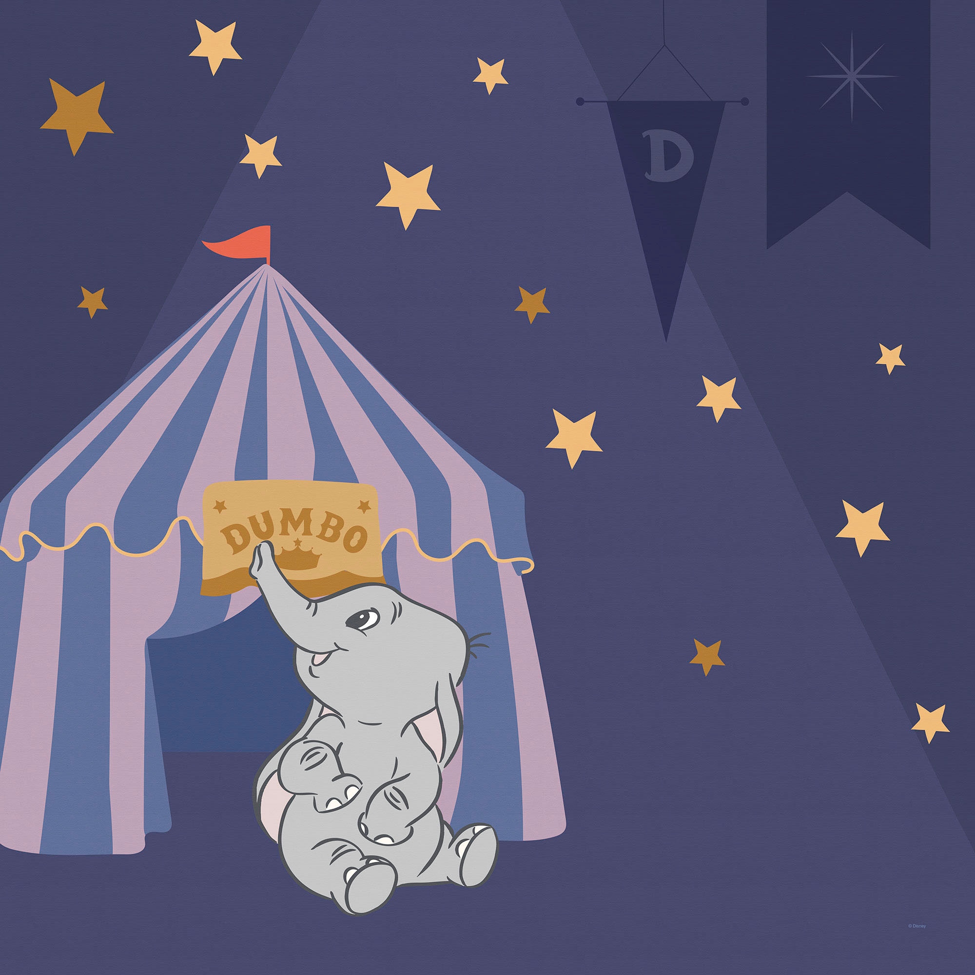 Komar Leinwandbild »Starry Night with Dumbo - Grösse 60 x 60 cm« Disney 60 x 60 cm (Breite x Höhe), 1 Stk. tlg. Keilrahmenbild mit Echtholzrahmen, Kinderzimmer