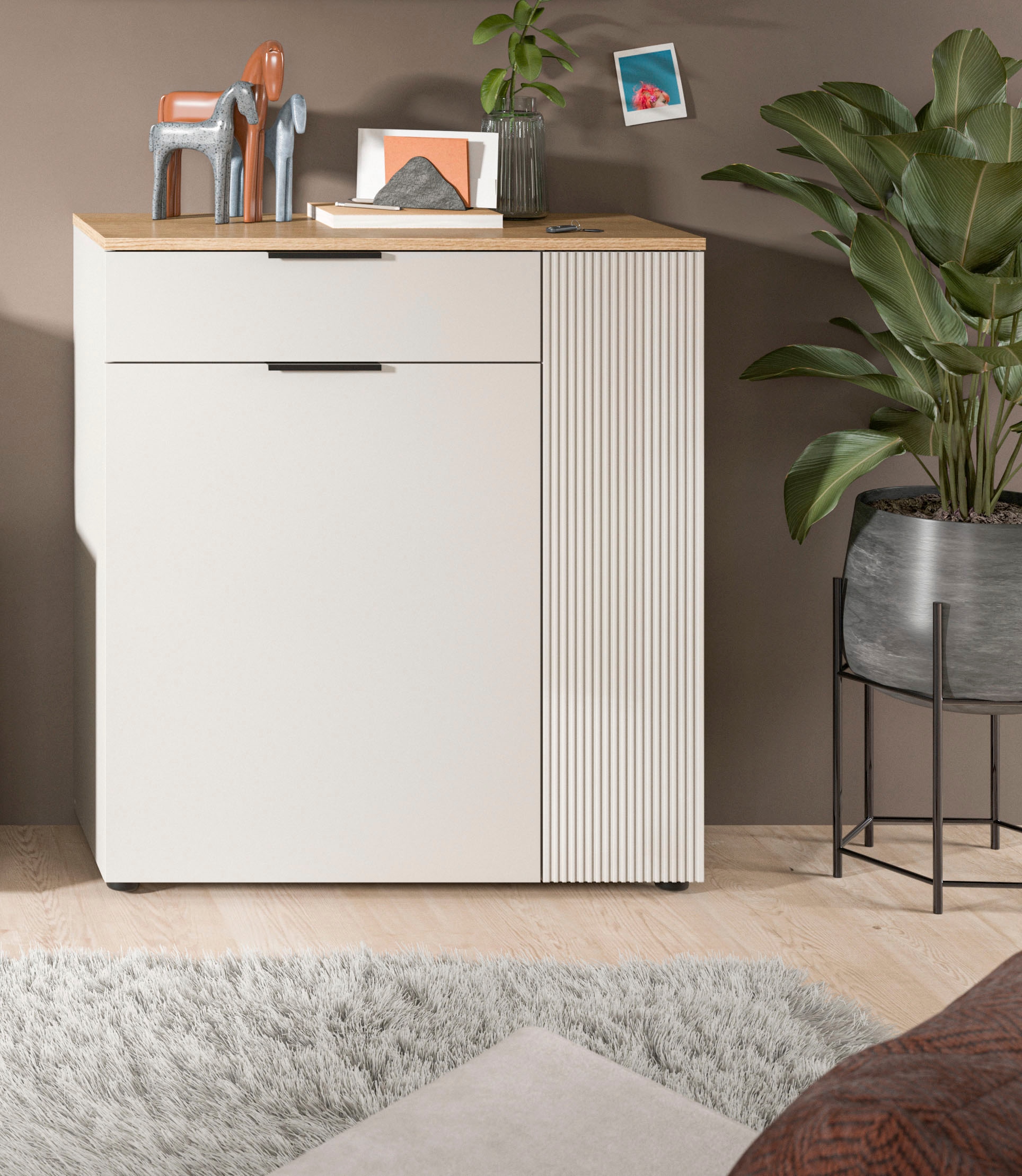 INOSIGN Armoire vestiaire »EDIL, Höhe 88cm, 2 Türen, 1 Schubkasten, 3 Fächer« moderne Farbkombination, Platz für ca. 6 Paar Schuhe,  Kommode, Schuhschrank, Schuhkommode, Sideboard, Anrichte