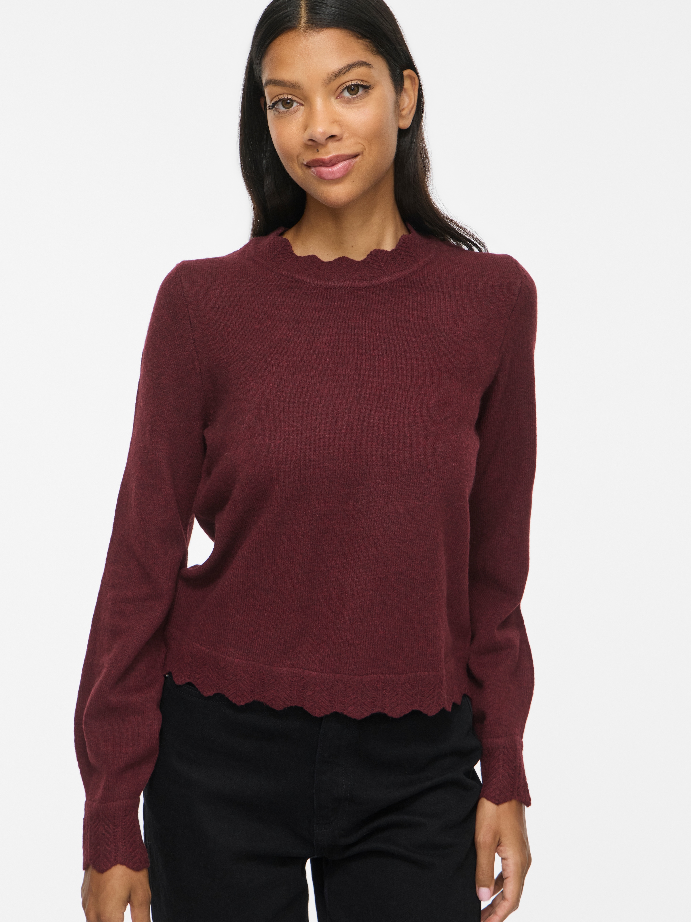Vila Pull en tricot »VINIKOLINA O-NECK L/S KNIT TOP - NOOS« mélange de matériaux, coupe régulière