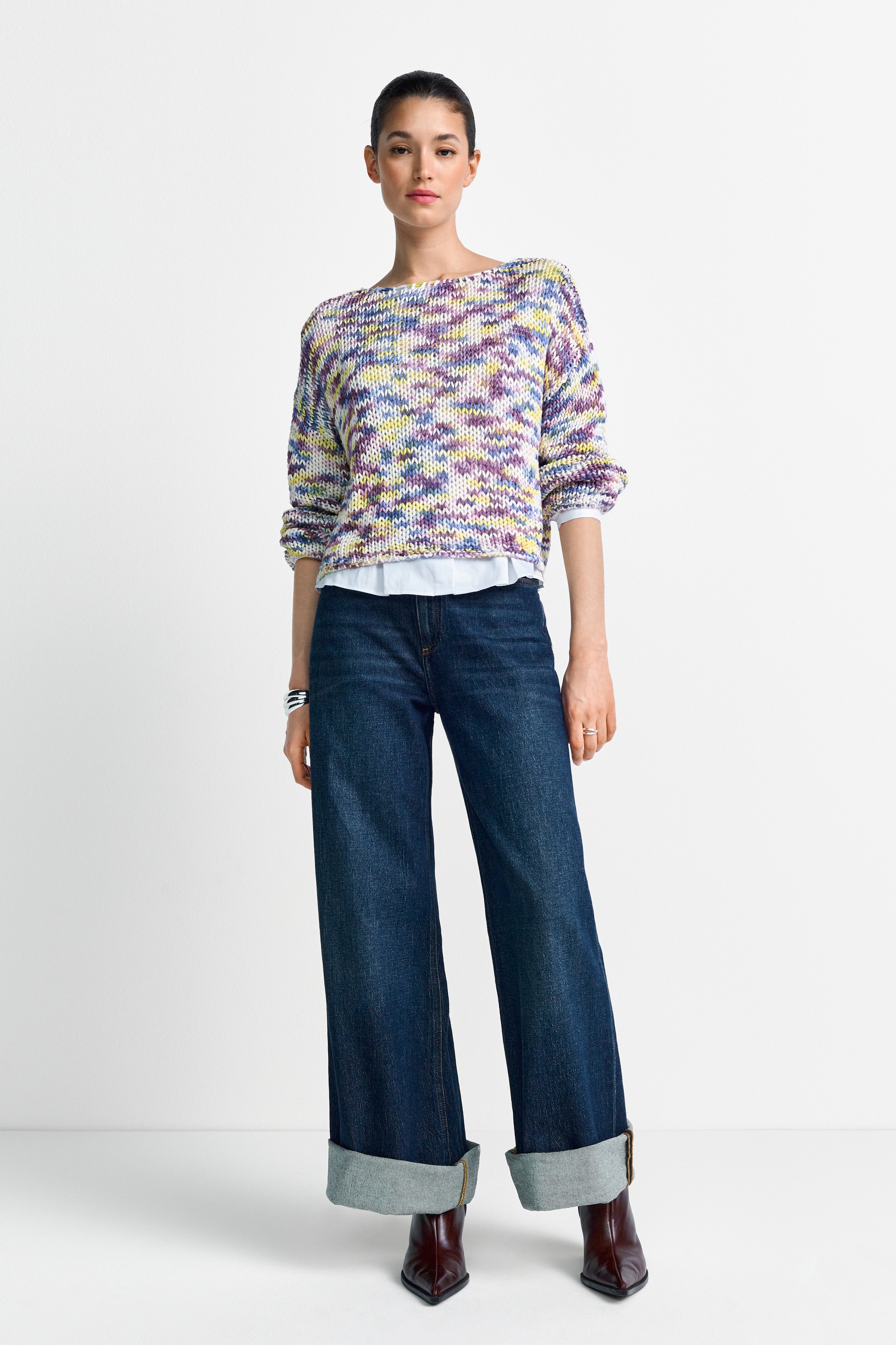 RICHROYAL Rundhalspullover gerader Schnitt, U-Boot-Ausschnitt, mehrfarbig