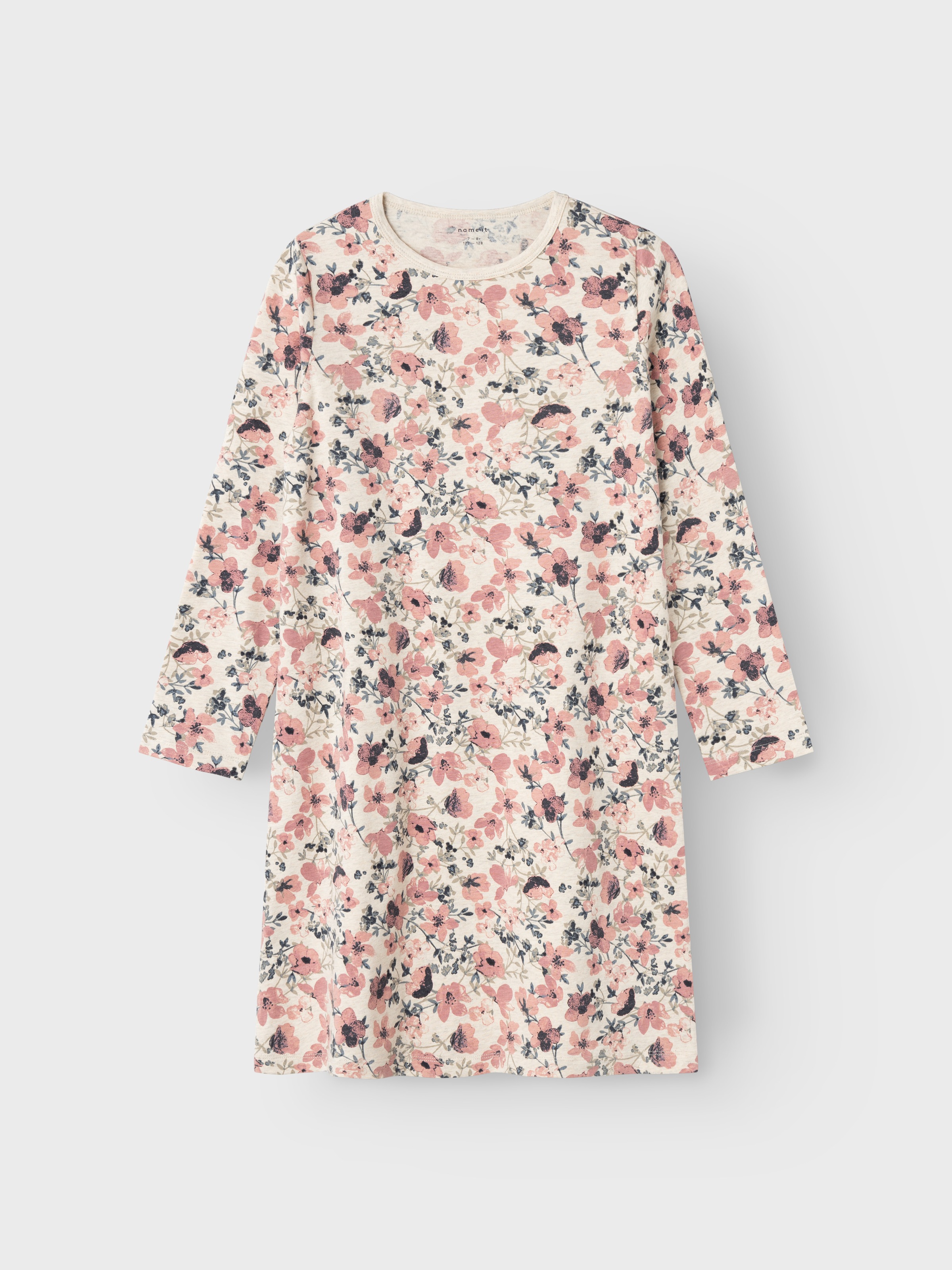 Name It Chemise de nuit »NKFNIGHTGOWN LS NOSTALGIA FLOWER NOOS« en mélange de coton, coupe Relaxed Fit, jersey élastique