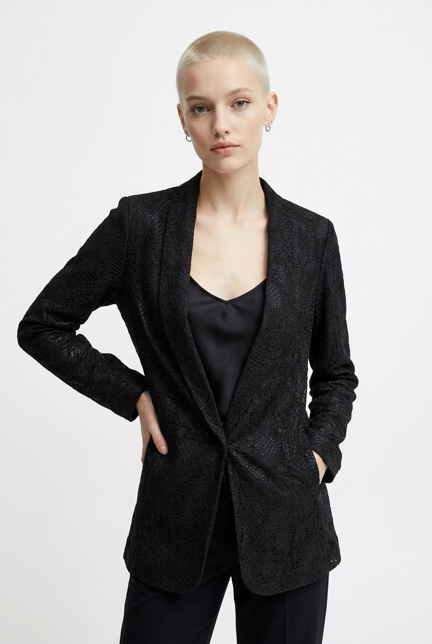 pieces Blazer long »PCBOSULLA LACE BLAZER« en dentelle