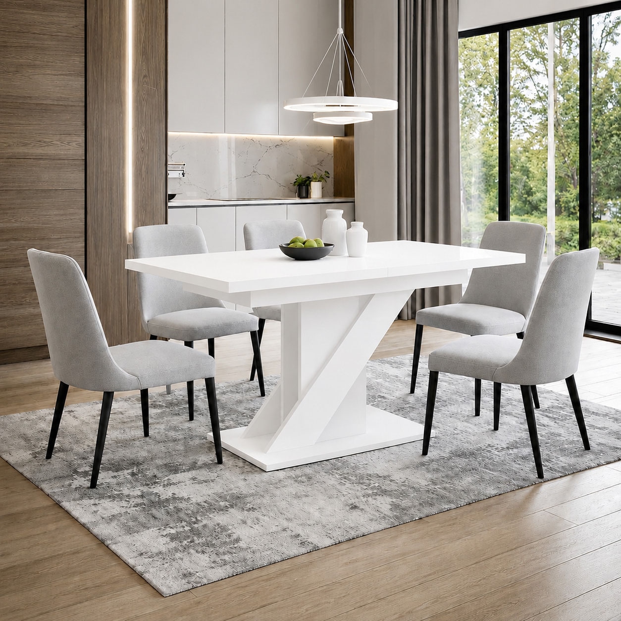 GOODproduct Table de salle à manger »Veneto, Säulentisch, Speisetisch, Küchentisch, ausziehbar bis 160 cm« Place pour jusqu'à 6 personnes, extensible grâce à une rallonge