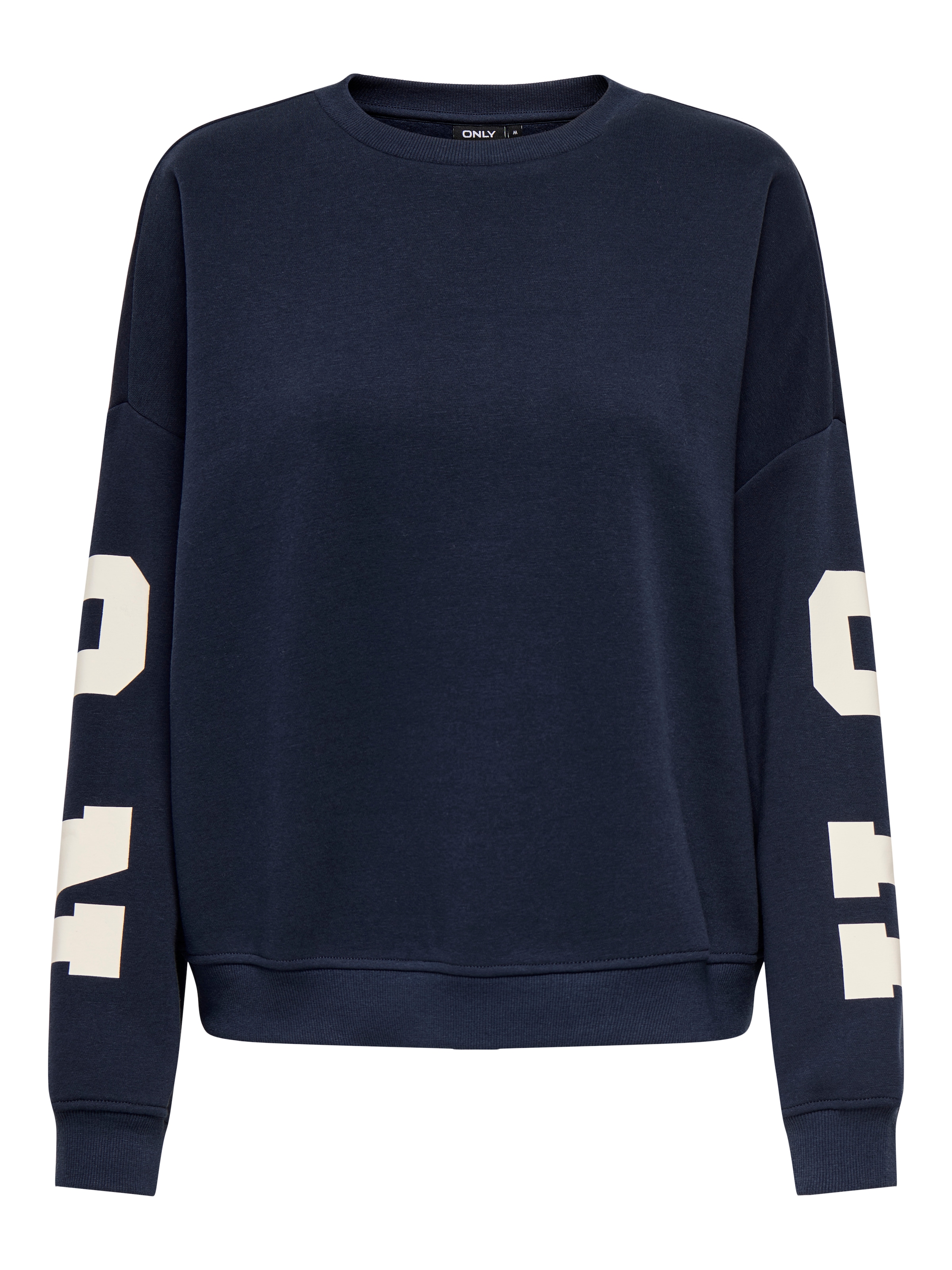 ONLY Sweat-shirt »ONLSWEAT L/S BACK/SLEEVE PRINT SWT NOOS«, mélange de coton, coupe ample
