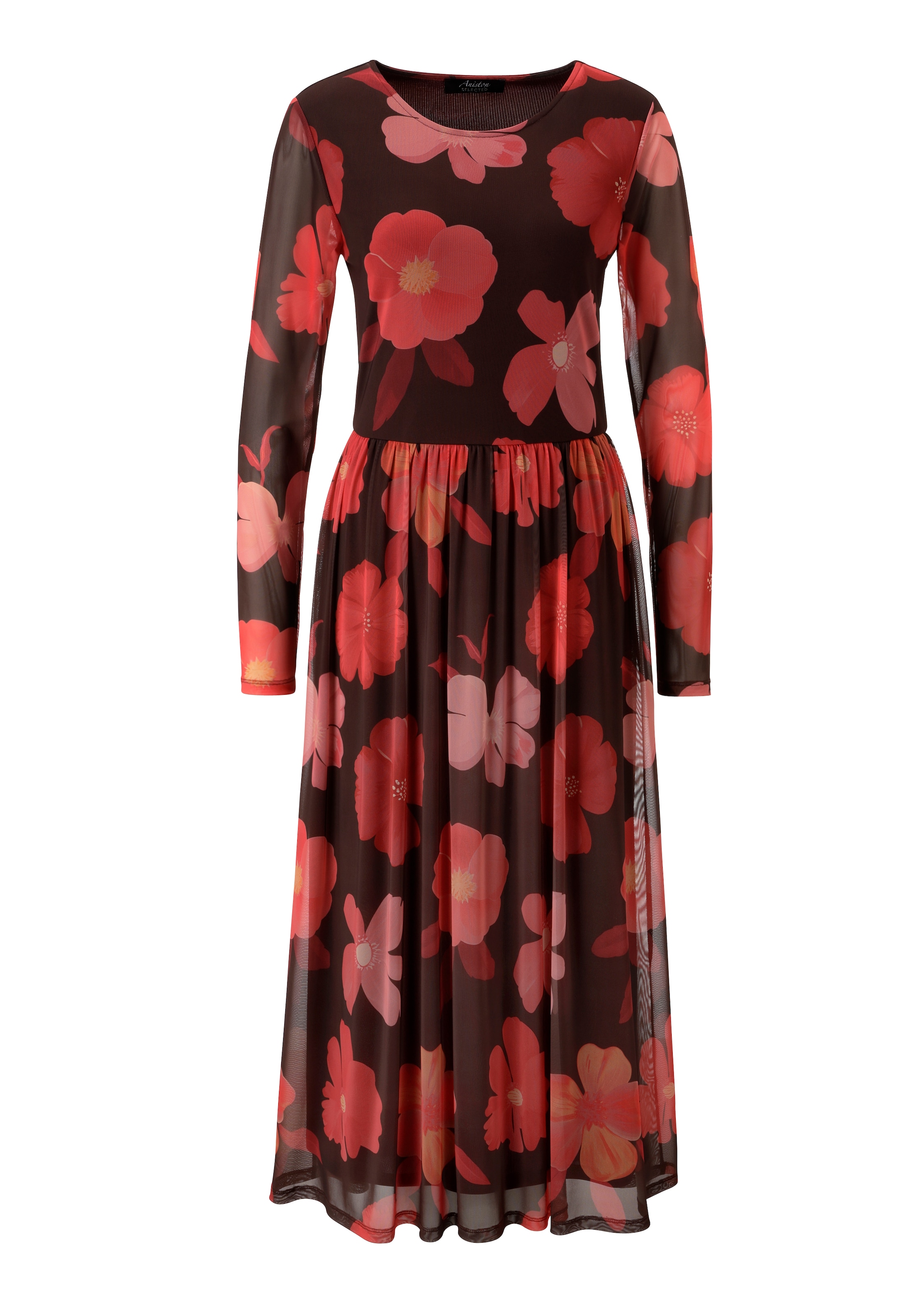 Aniston SELECTED Robe midi en qualité mesh avec élastique à la taille - NOUVELLE COLLECTION