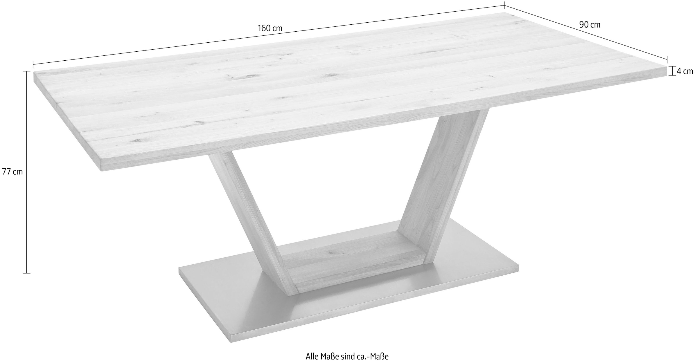 MCA furniture Table de salle à manger »Greta« Esstisch Massivholz mit Baumkante, gerader Kante oder Tischplatte