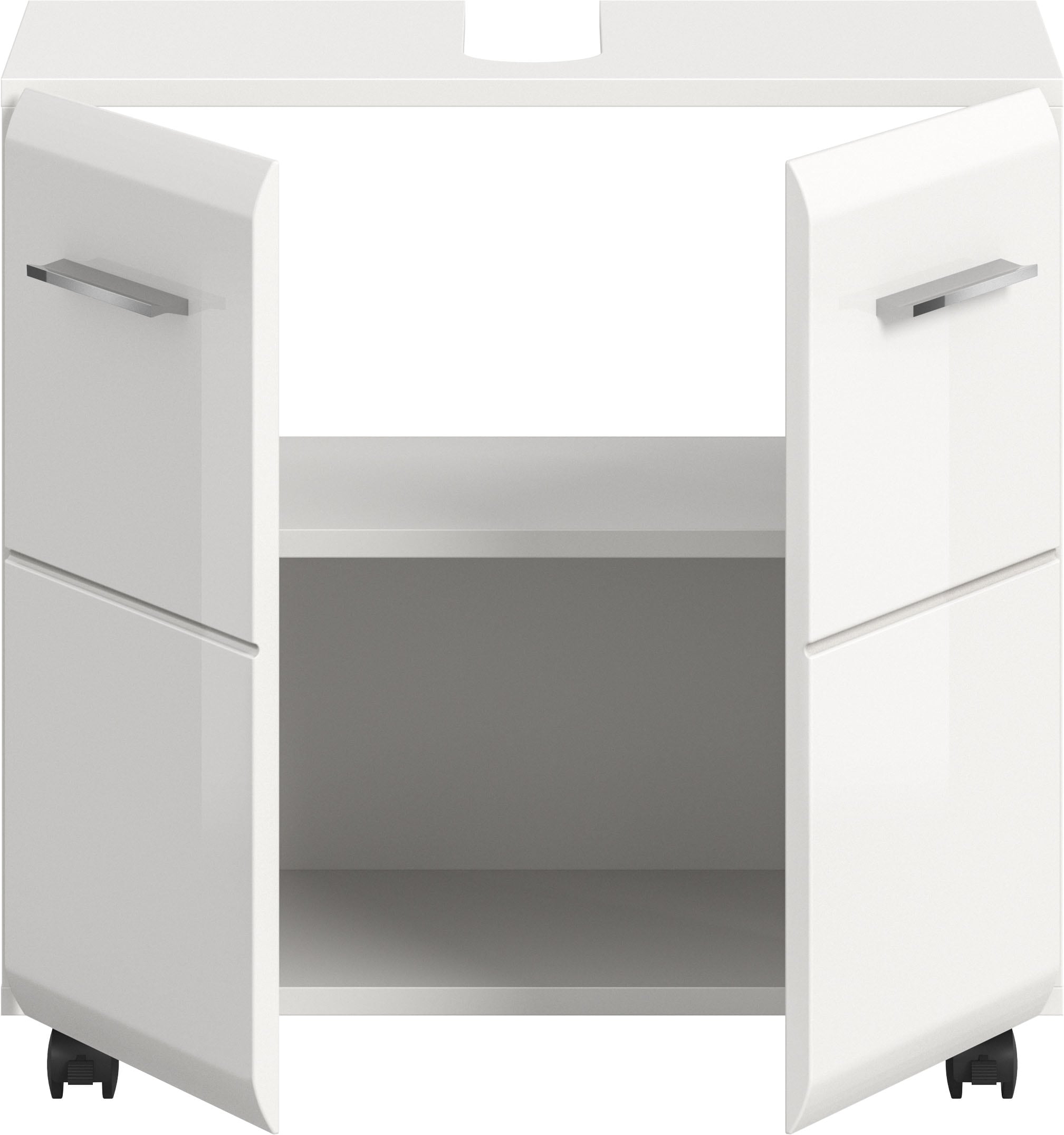 welltime Waschbeckenunterschrank »FLORENZ,  Breite 60cm, inkl. Siphonausschnitt, mit Türen oder Schüben« TOPSELLER!,  hochwertige MDF Front, Griff schwarz, Badschrank, Bad