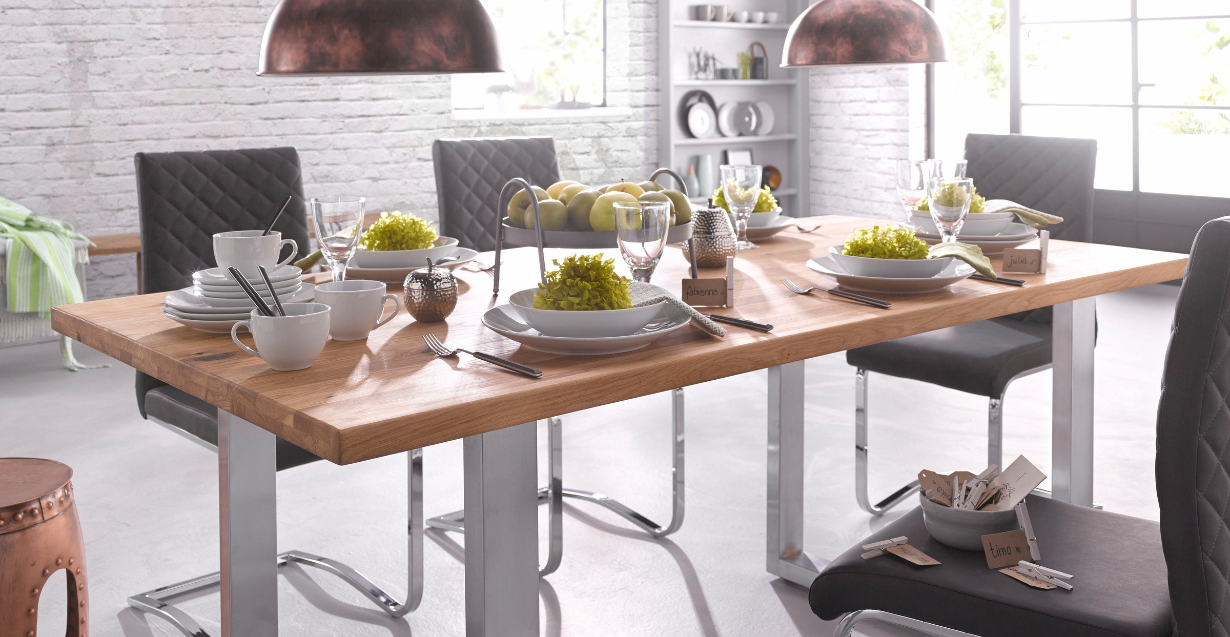 Home affaire Table de salle à manger »Brooklyn« en chêne sauvage massif