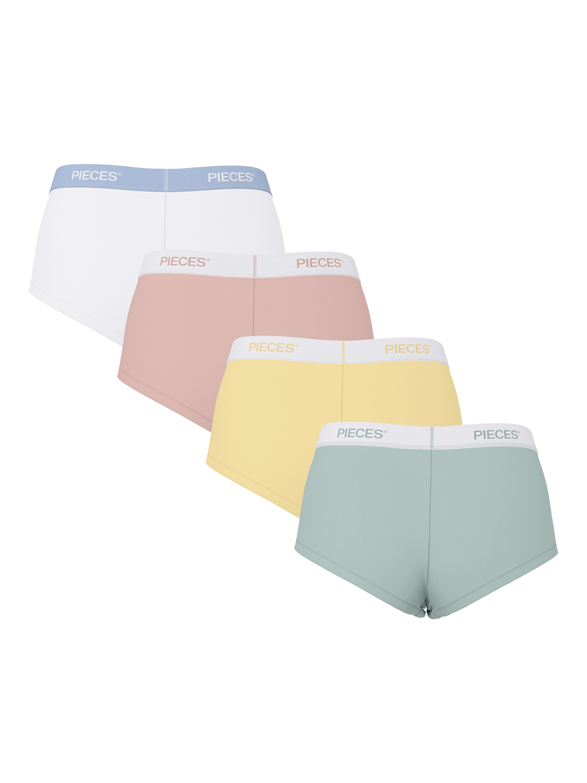 pieces Hipster »PCLOGO LADY 4 PACK SOLID NOOS BC« Paquet, pack de 4, 4 cuis mélange de coton