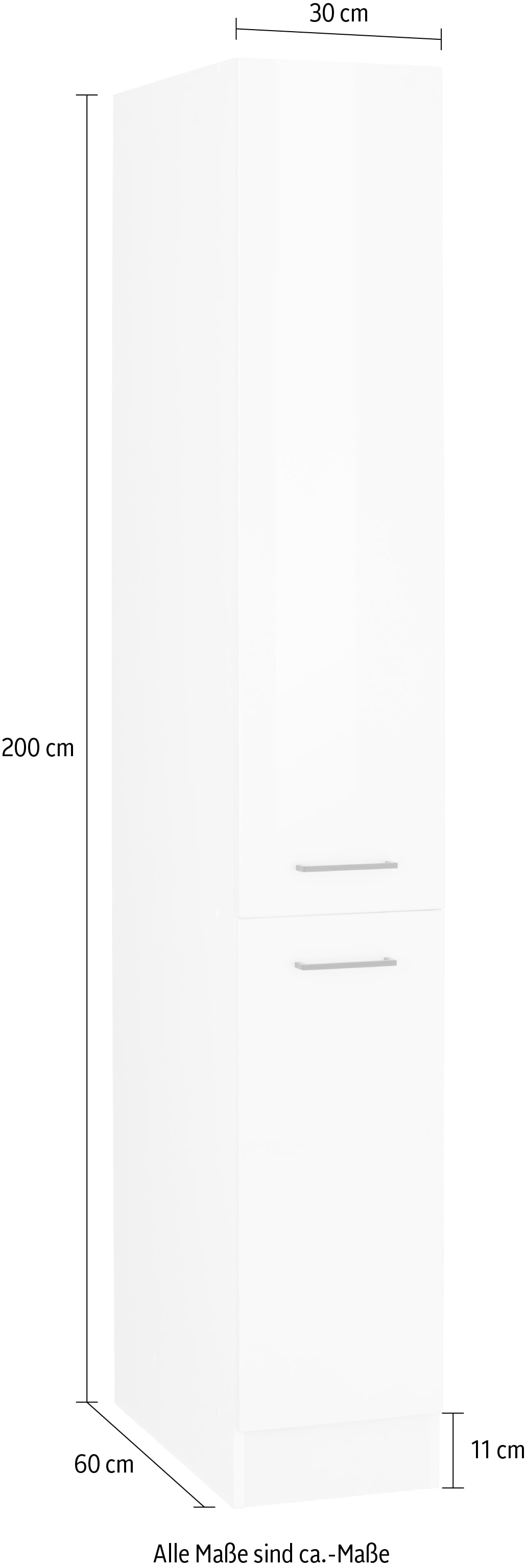 KOCHSTATION Armoire à pharmacie »KS-Trier« 30 cm de large, 200 cm de haut, avec 2 tiroirs et 5 étagères