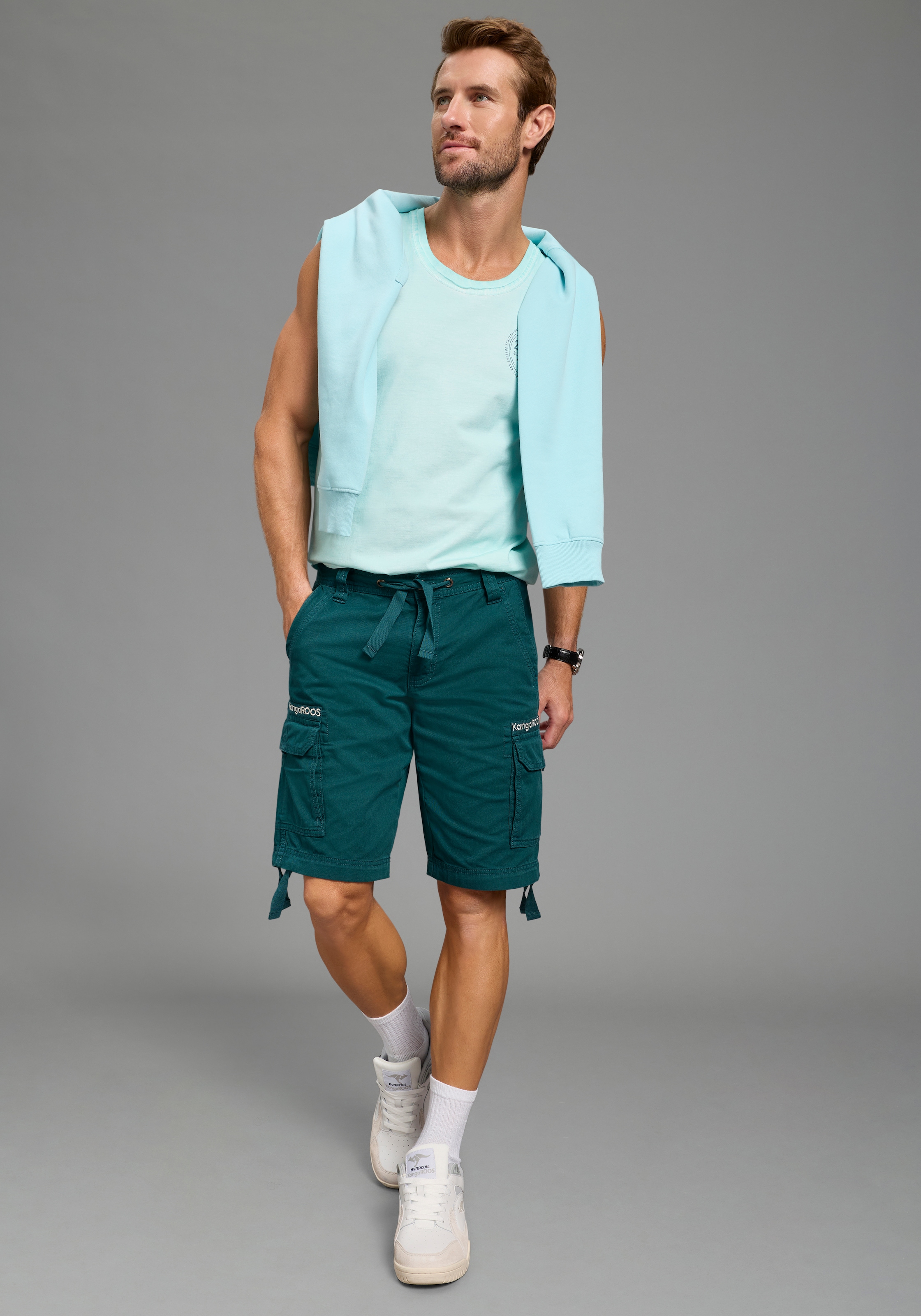 KangaROOS Short cargo  gerade geschnitten, mit Bindeband am Beinabschluss und Bund