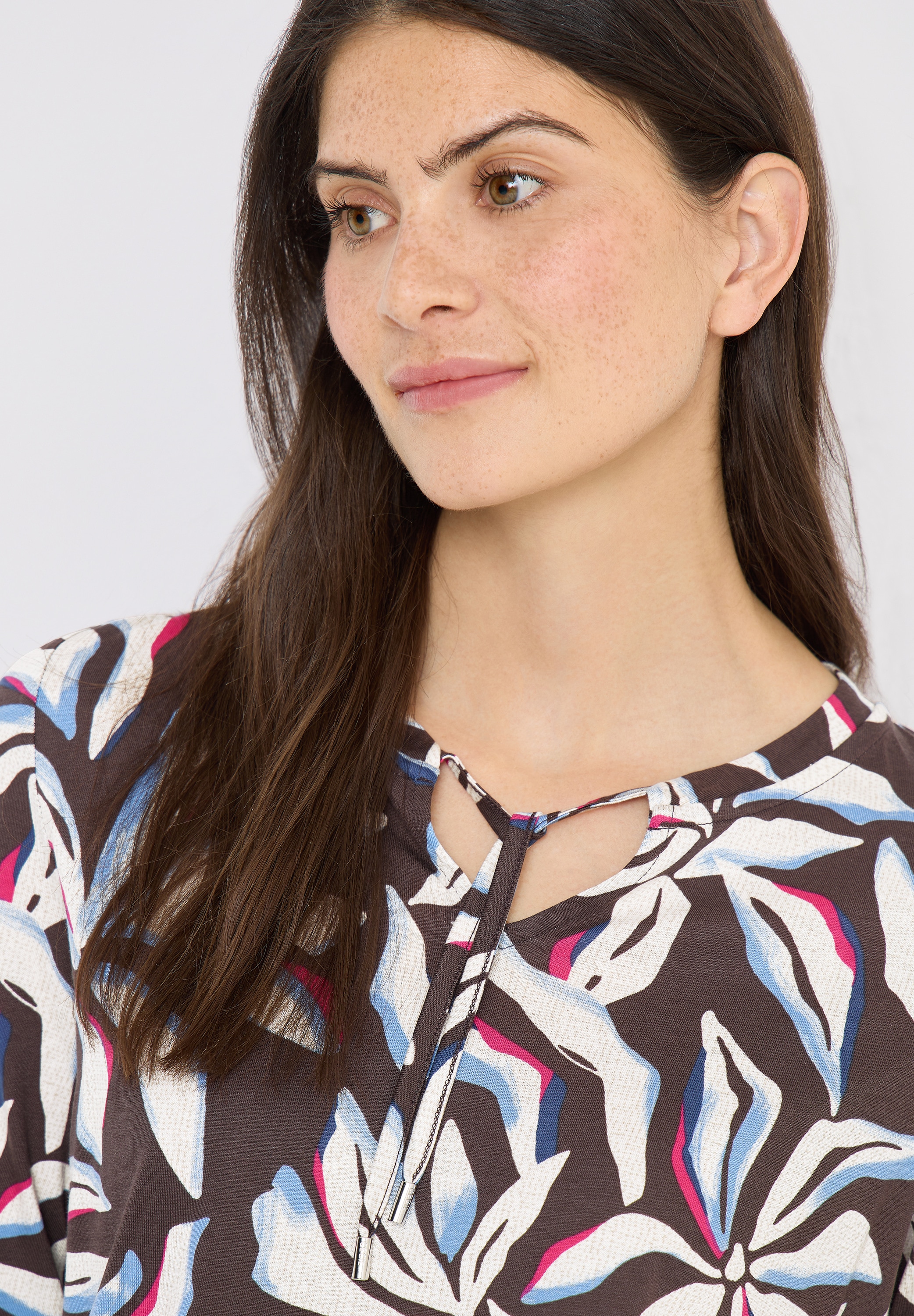 Cecil 3/4-Arm-Shirt Sommershirt im Tunika-Look und mit grafischem Muster