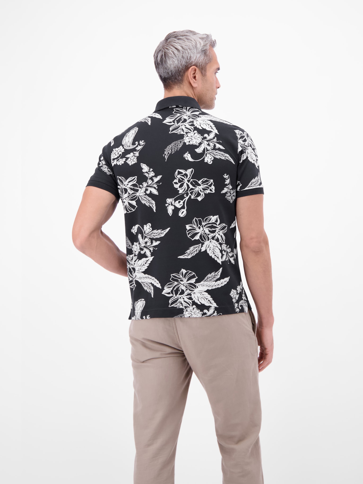 LERROS Polo Kurzarm mit floralem Allover-Print
