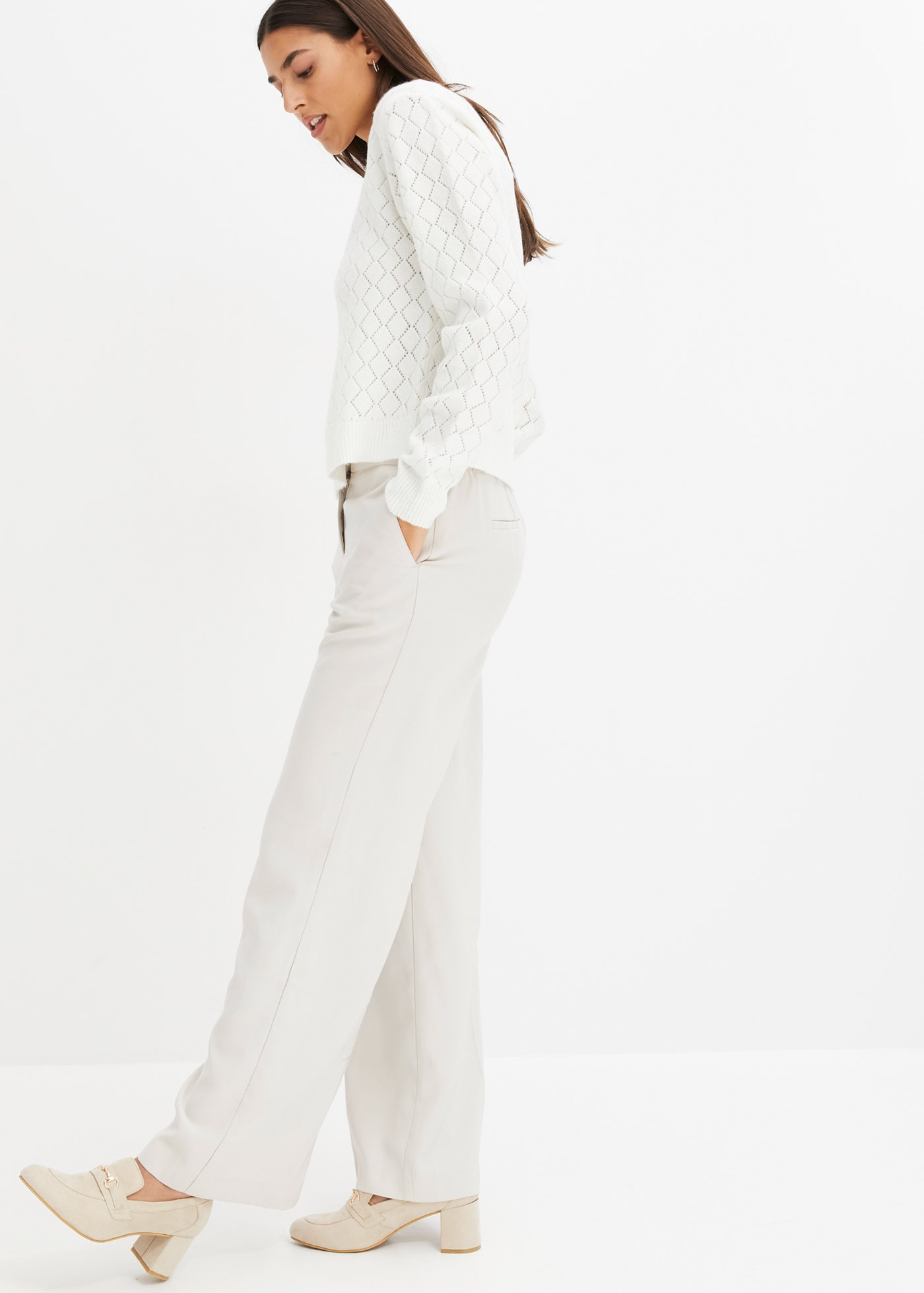 bonprix Pull ajouré »Ajour-Pullover« aus Polyacryl, Polyester und Elasthan, mit Ajour-Lochmuster