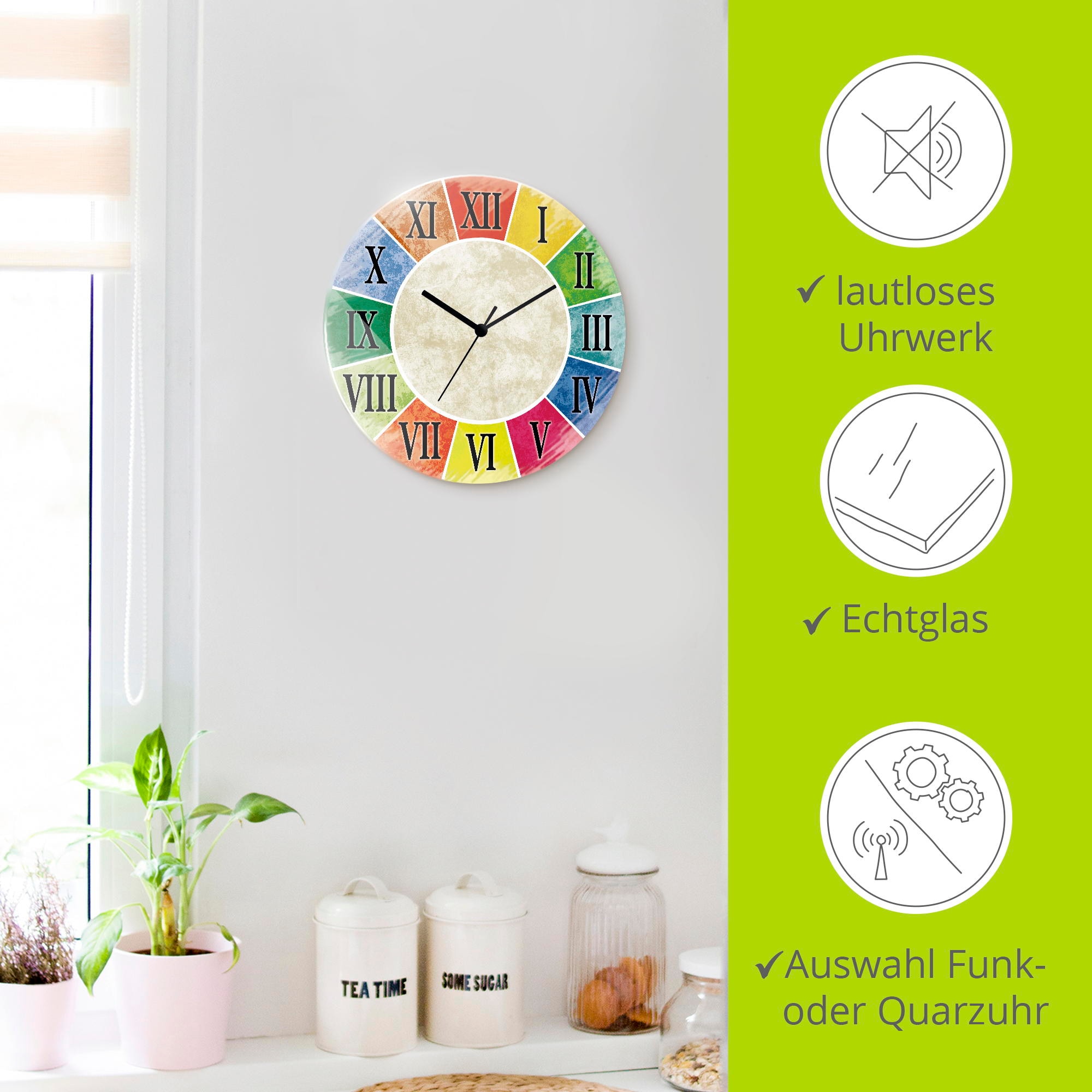 Artland Horloge murale »Römische Ziffern« wahlweise mit Quarz- oder Funkuhrwerk, lautlos ohne Tickgeräusche