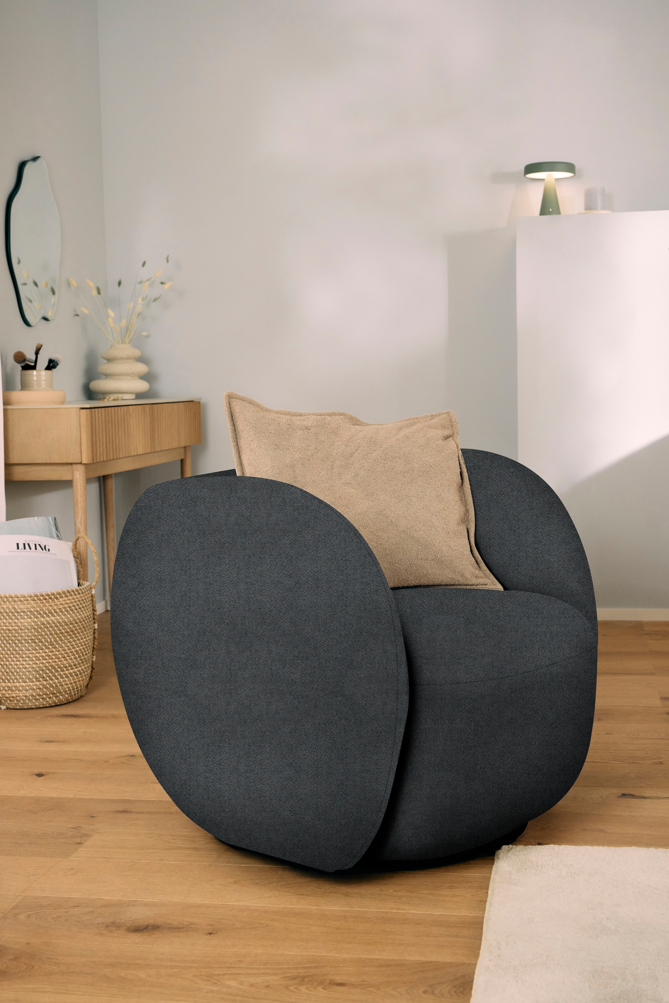 homsy by Ana Johnson Sessel »Pebbla, exklusiver, formschöner Designsessel, Drehsessel« Mit oder ohne Drehfunktion, in Luxus-Microfaser oder Chenille