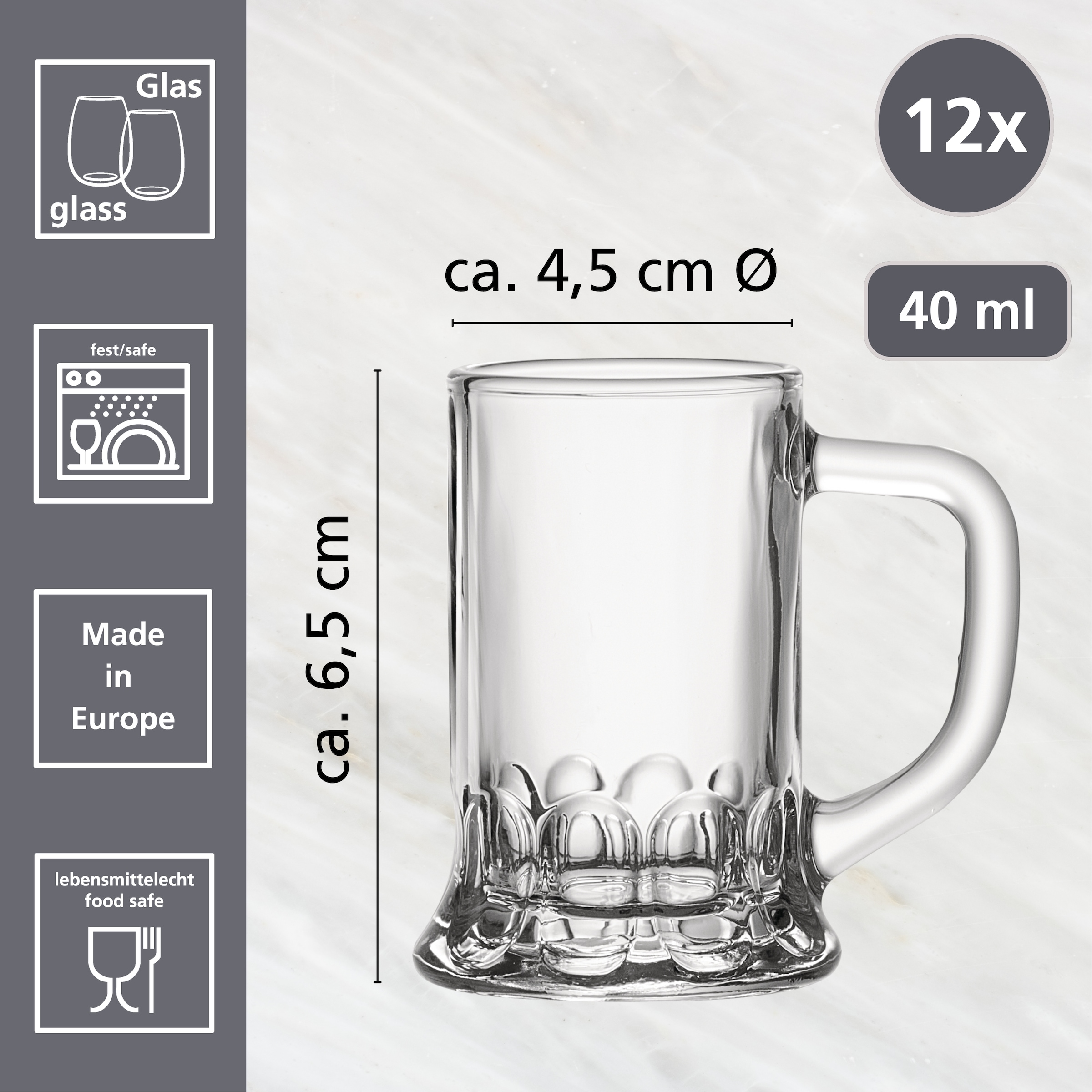 Ritzenhoff & Breker Verre à liqueur »Seppl« mit Henkel, je 40 ml