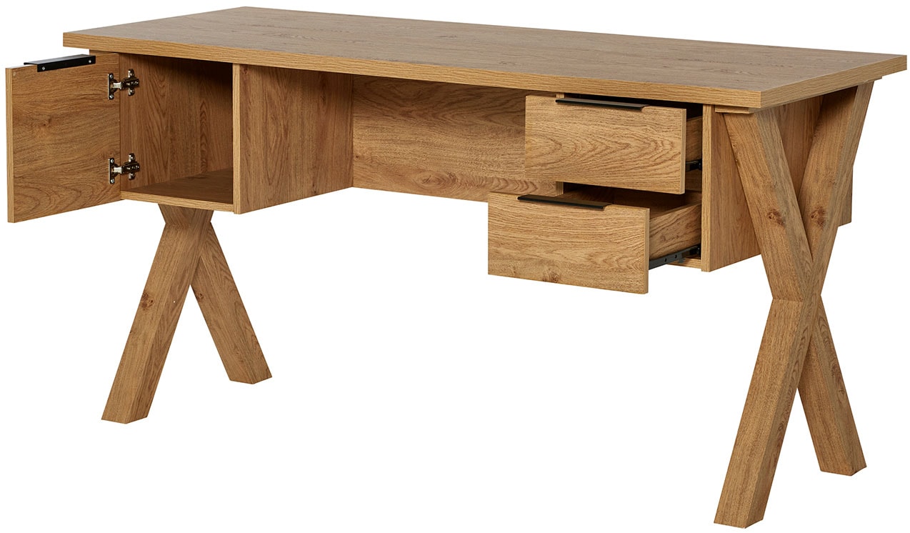 Jahnke Schreibtisch »X-CLUB D 15« 1 Stk. tlg. grosse Arbeitsfläche, stabiles X-Gestell, Stauraum, Breite ca. 146 cm