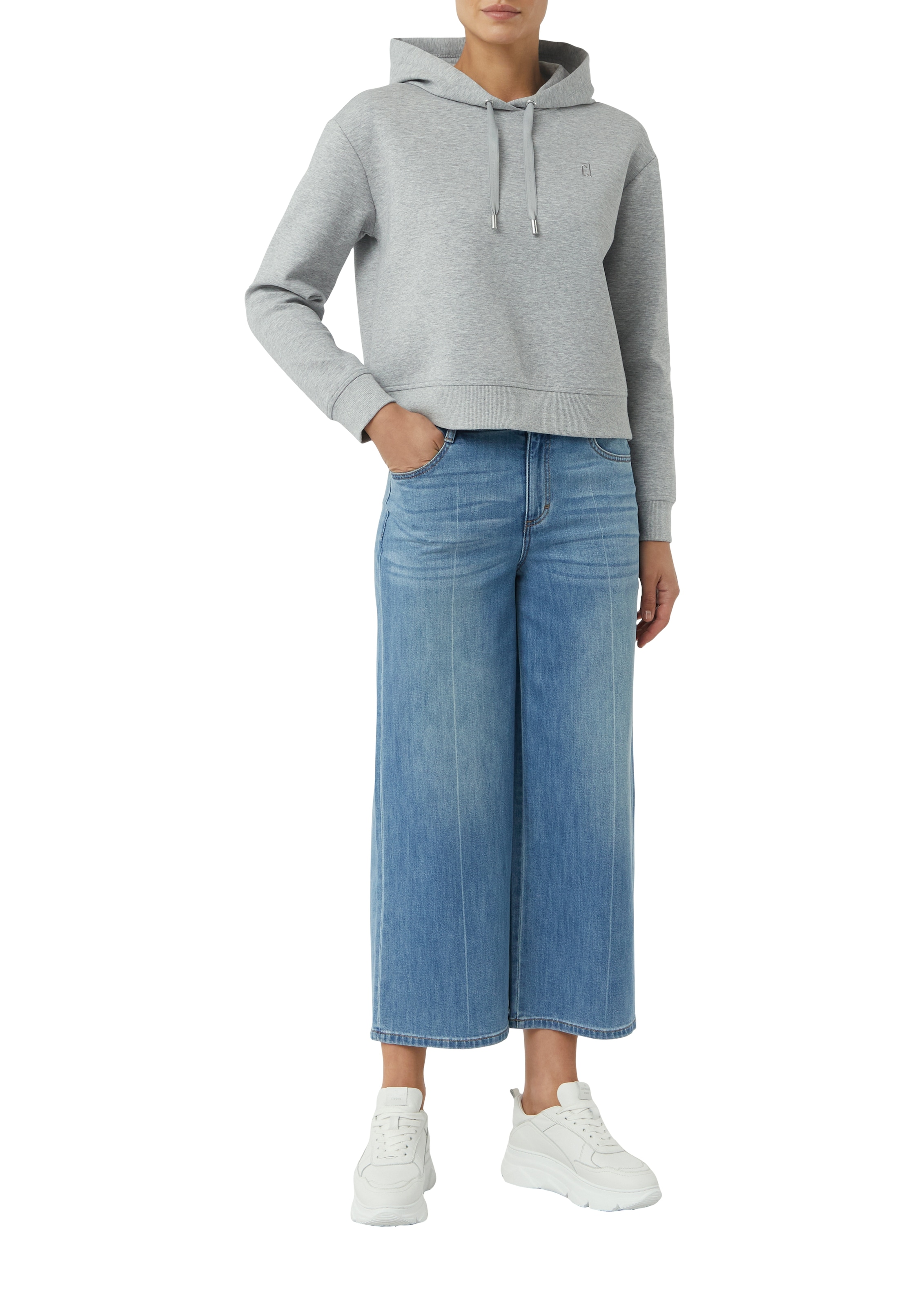 comma casual identity Sweat à capuche , cropped, casual, mit Kapuze, Baumwollmischung
