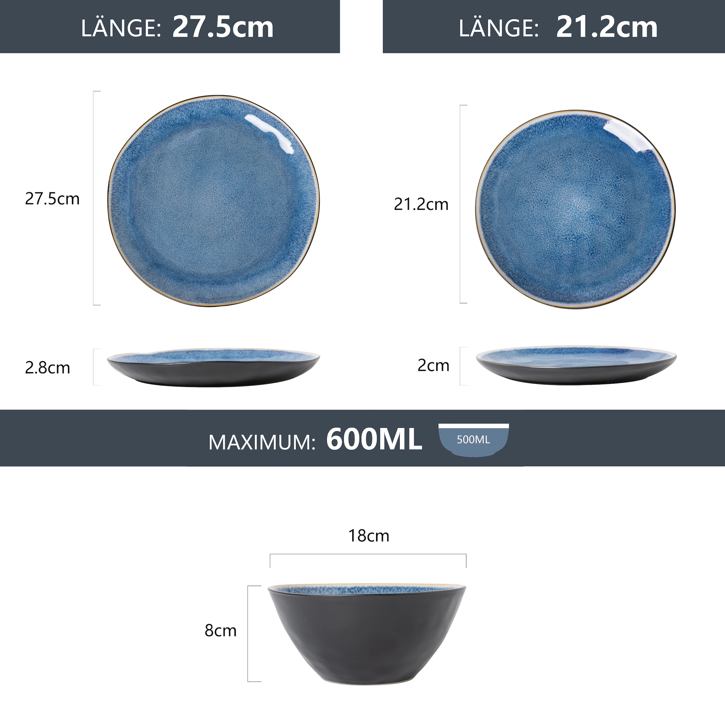 GOODproduct Tafelservice »Teller Set, Service Allden« Teller Set, jedes Stück ein Unikat, 12 Teile, für 4 Personen