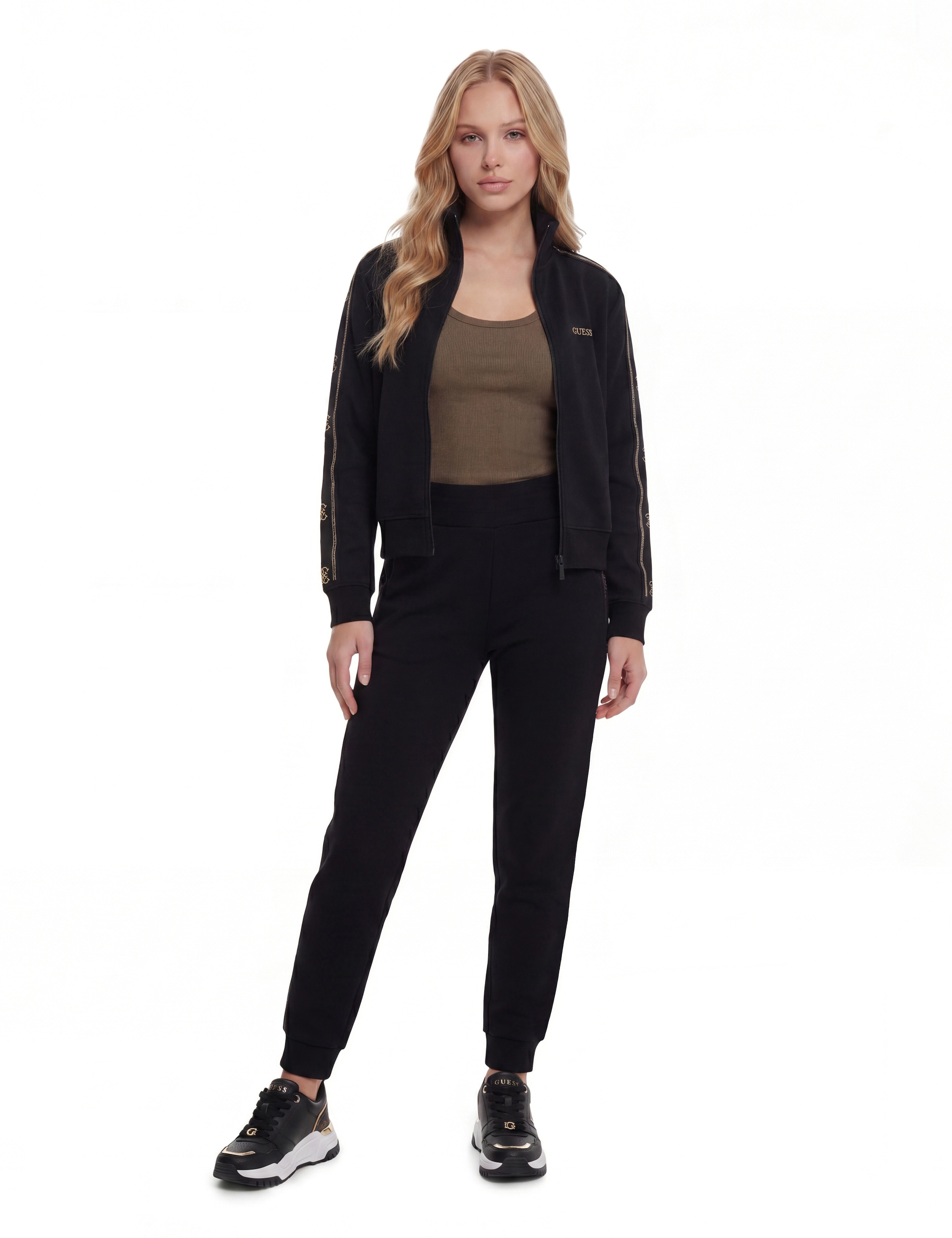 Guess Veste sweat »OCTAVIA HIGH NECK FULL-ZIP« mit Strass-Steinen, Stehkragen