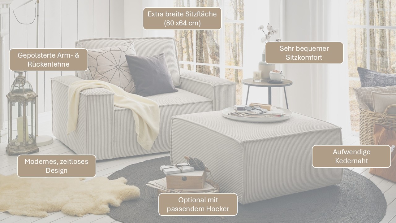 Home affaire Fauteuil »SHERWOOD, Love-Seat in 3 Stoffarten verfügbar« passend zur Polster-Serie SHERWOOD