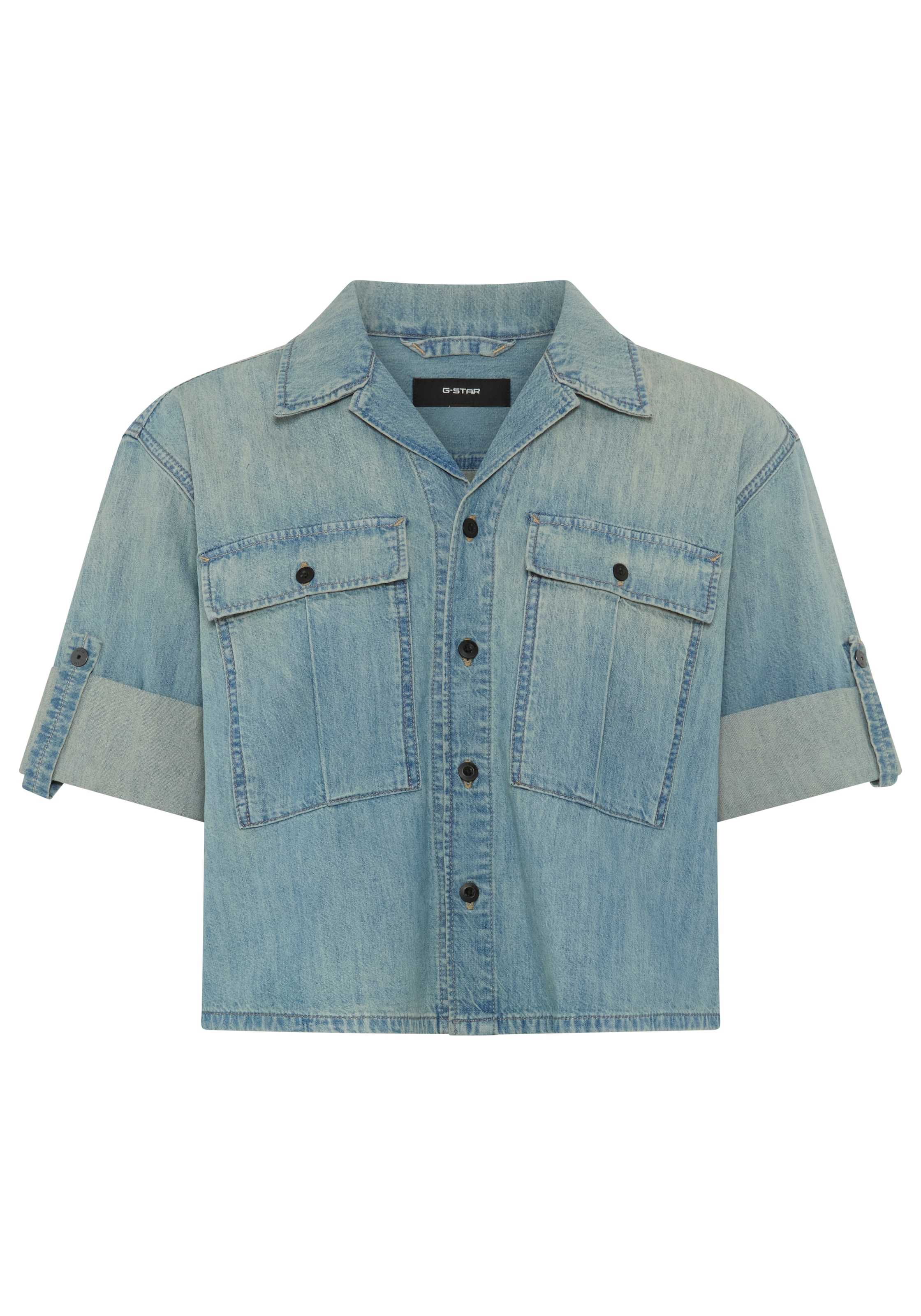 G-STAR Blouse chemise »Boxy Relaxed Shirt ss wmn« manches retroussées, col revers