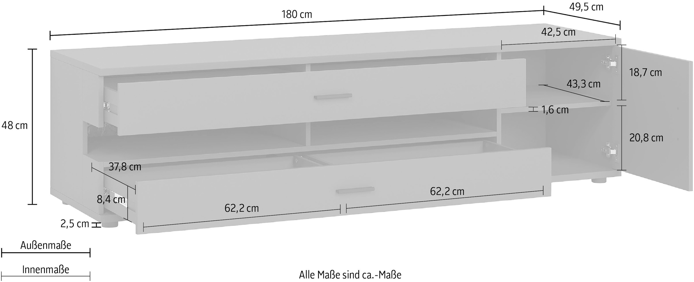 INOSIGN Lowboard »Henley« Breite ca. 180 cm
