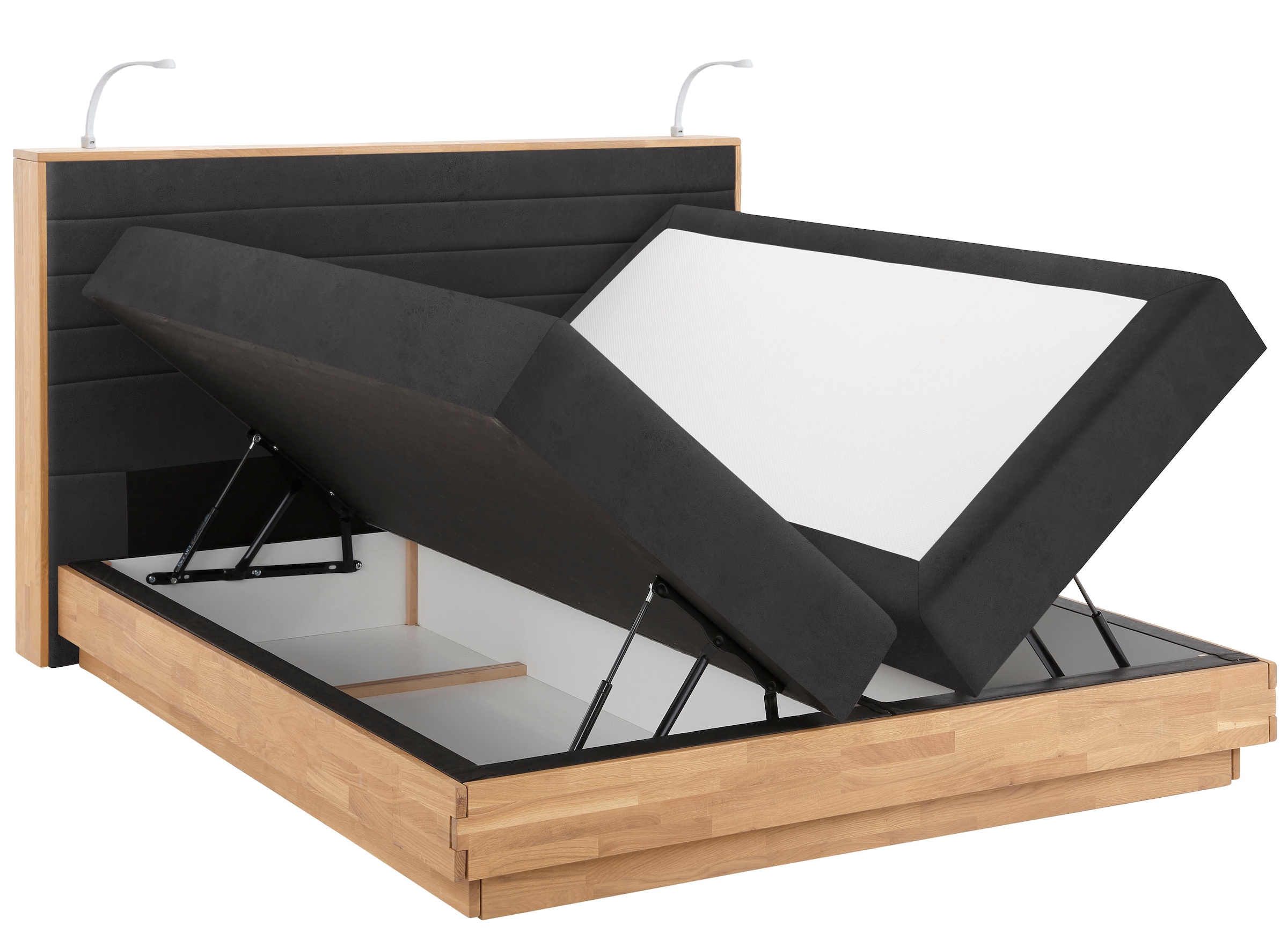 Home affaire Boxspringbett »Cavan« Eiche, inkl. Bettkasten & Topper, verschiedene Härtegrade (auch H4)
