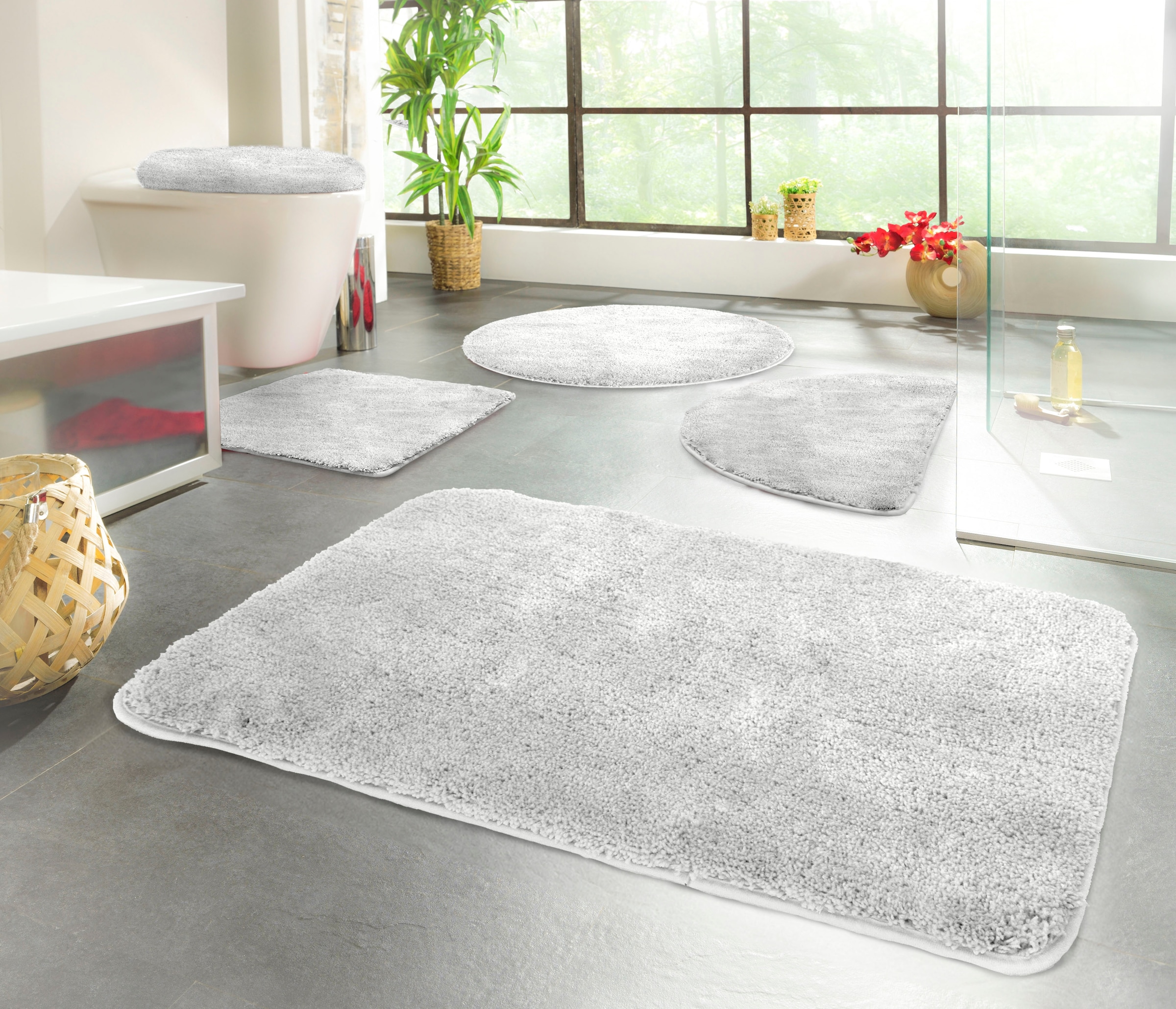 KiNZLER Badematte »Chaozhou, Badvorleger, Badezimmer Teppich« Höhe 20 mm rutschhemmend beschichtet fussbodenheizungsgeeignet Badteppich, Uni Farben, weich, als rechteckig, rund & Set erhältlich