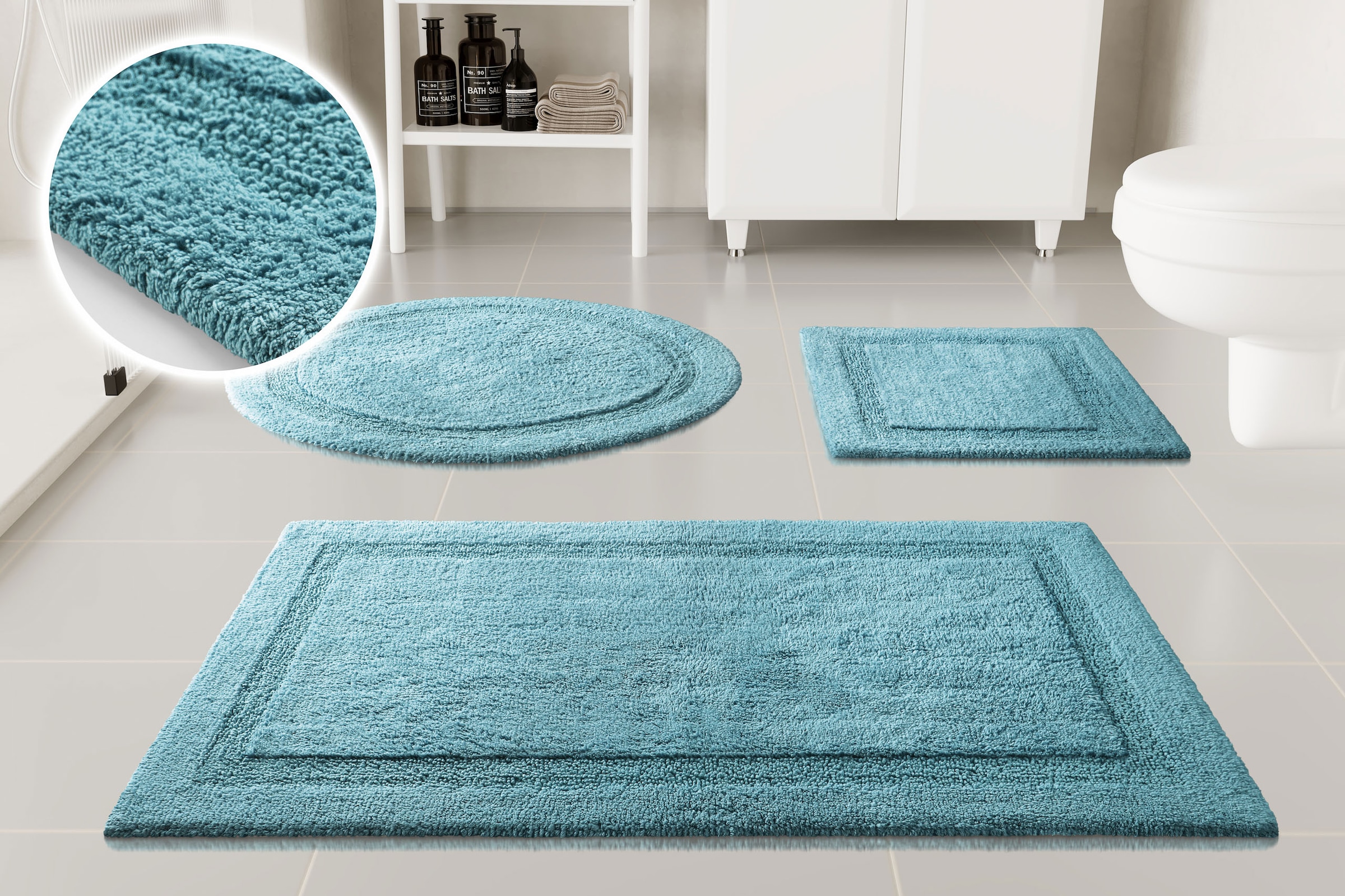 GOODproduct Badematte »Meellor« Höhe 20 mm rutschhemmend beschichtet fussbodenheizungsgeeignet Badteppich, getuftet, modern, Uni, antirutsch, flauschig, Baumwolle