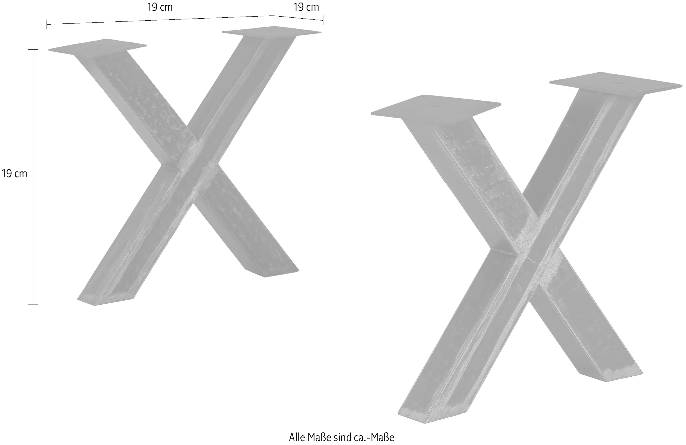 SIT Pied de table »Bosa aus Stahl im Used Look für Platten von 160–240 cm« 1 cuis tlg. Support de plateau de table en acier en forme de X au look usé marqué