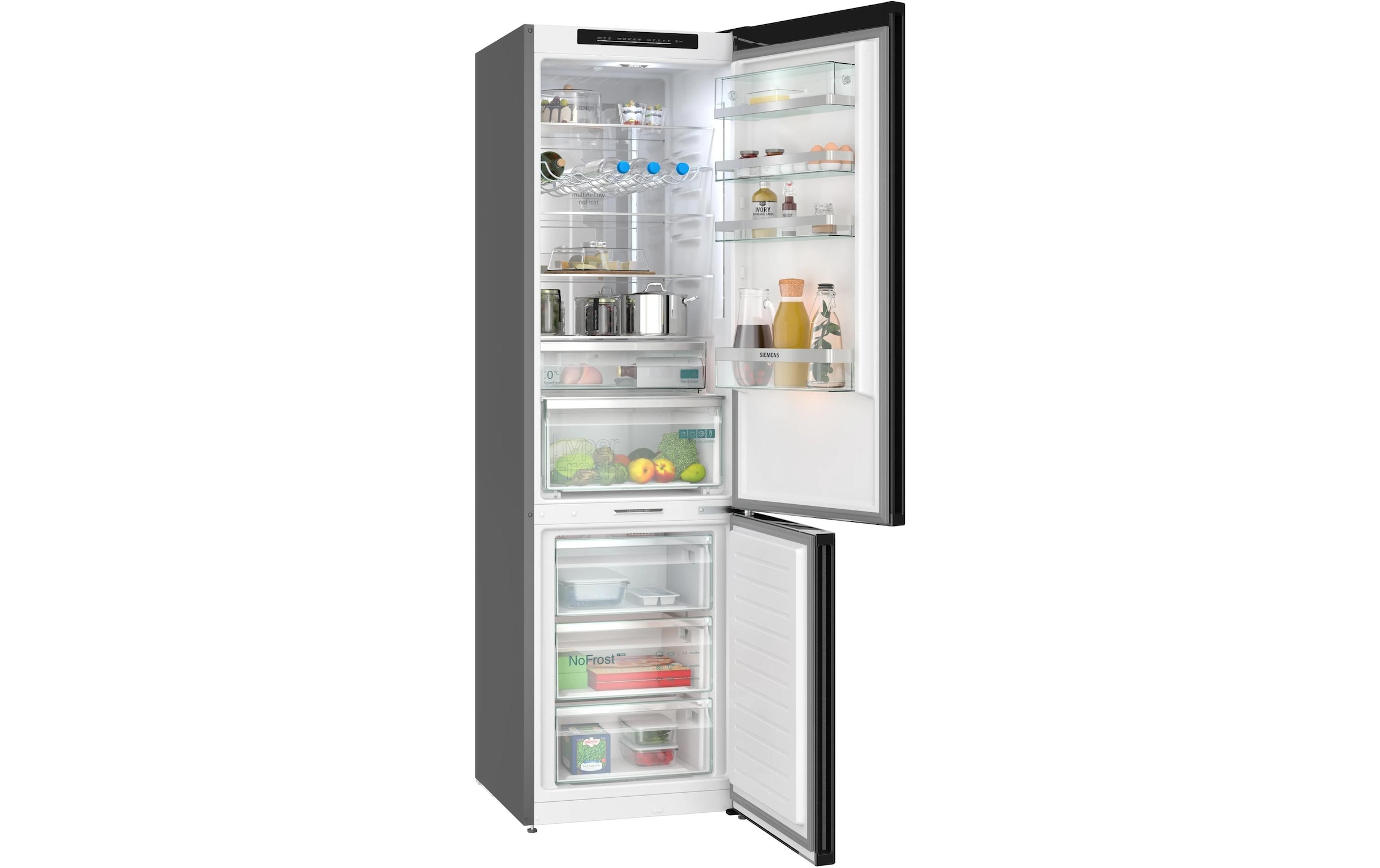 SIEMENS Combiné réfrigérateur/congélateur iQ700 »KG39NSBBF« 203 cm hoch 60 cm breit Elegantes Design in mattem Schwarz und kein Abtauen dank Total noFrost