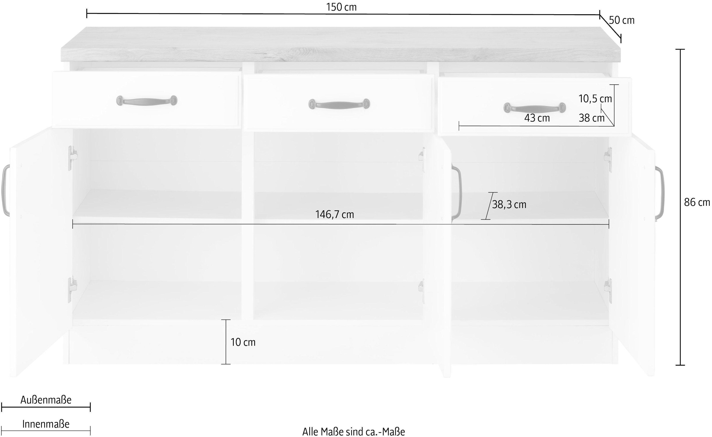 wiho Küchen Unterschrank »Erla« 150 cm breit mit Kassettenfront